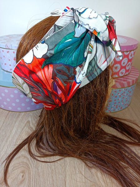Bandeau cheveux double modulable - Hibiscus rouge