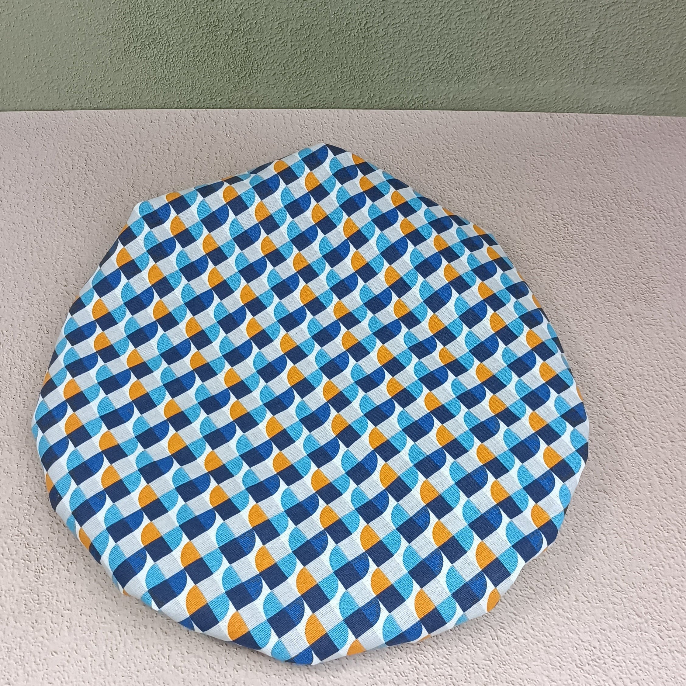 Bonnet de soin cheveux fleurs jopplin bleu