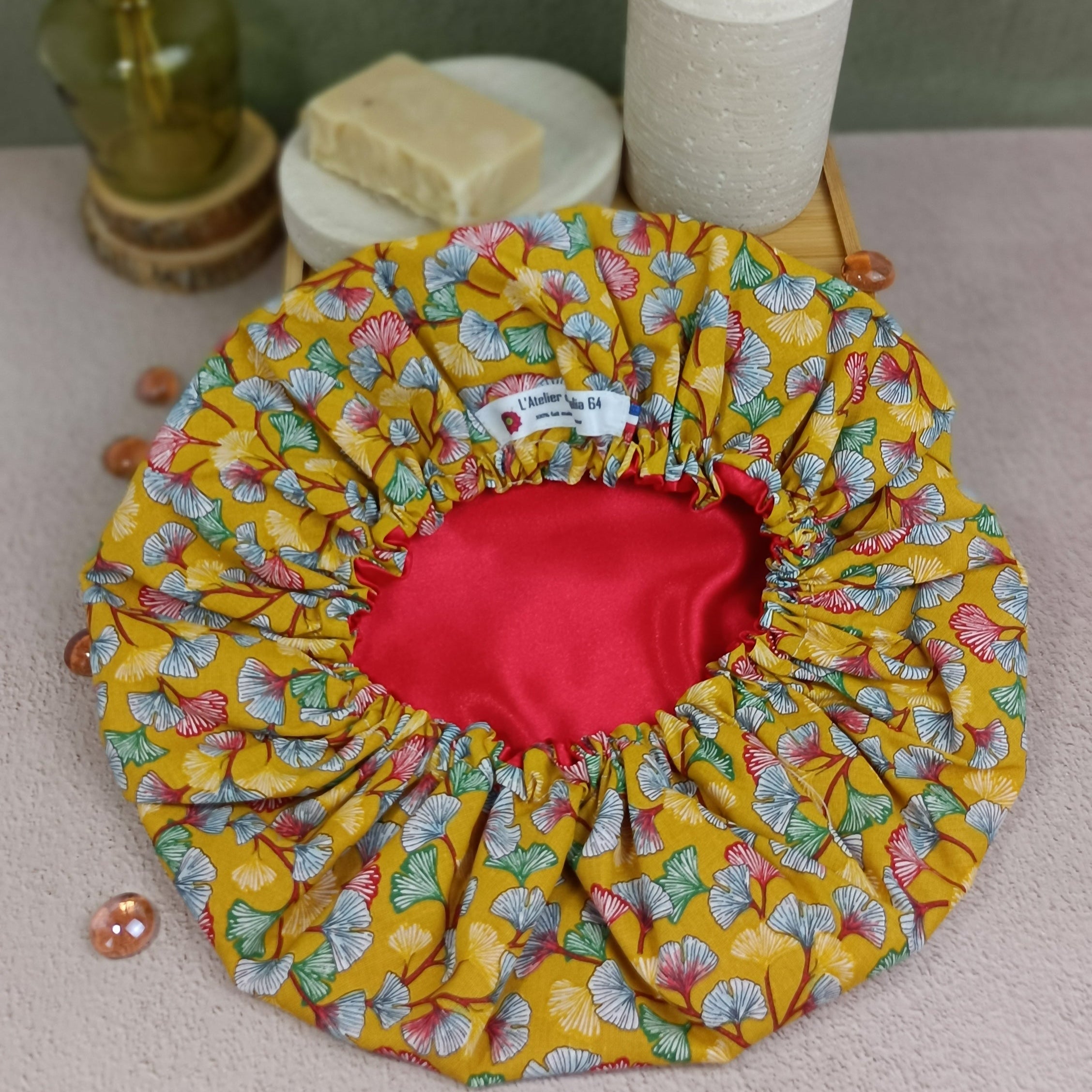 Bonnet de soin cheveux ginkgo jaune