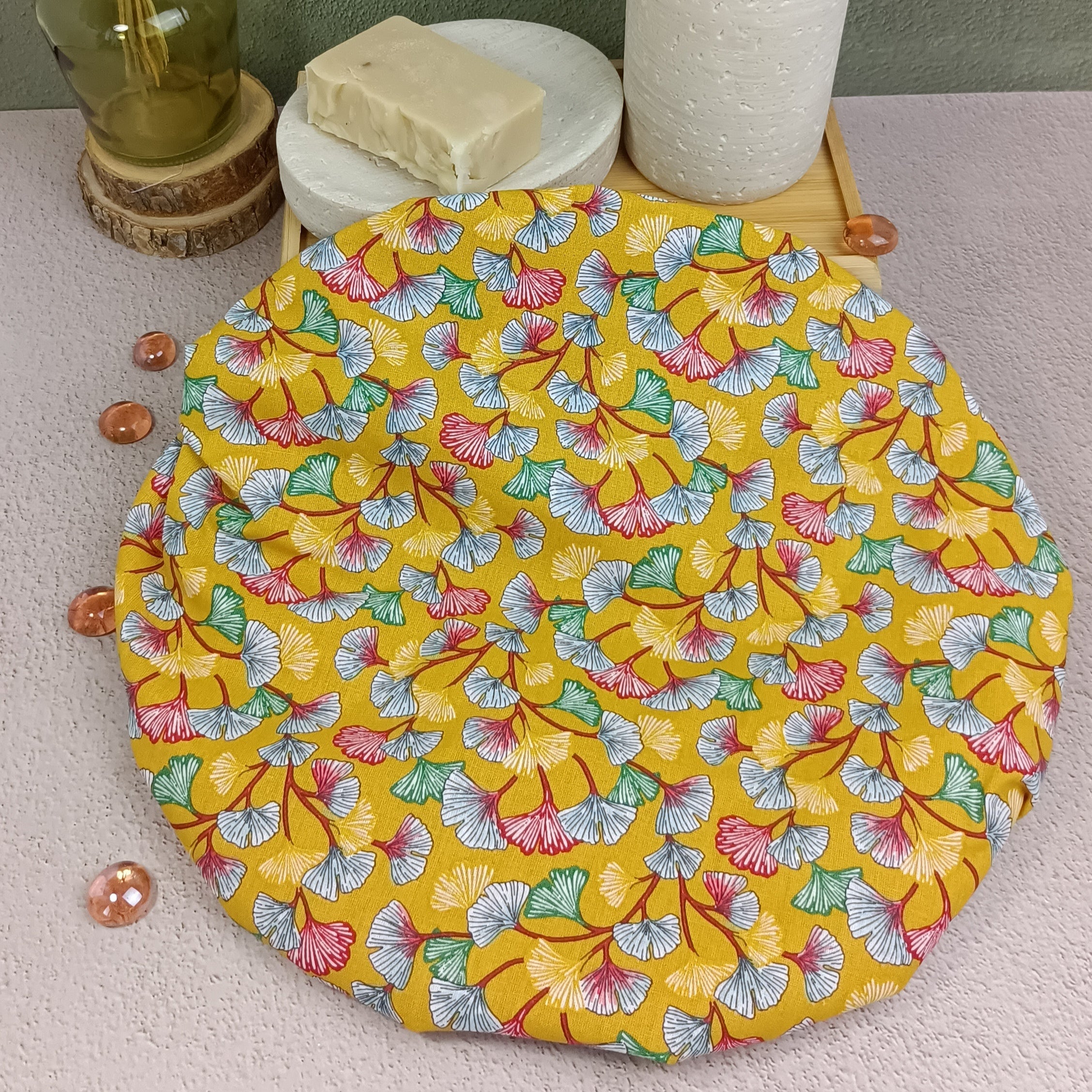 Bonnet de soin cheveux ginkgo jaune