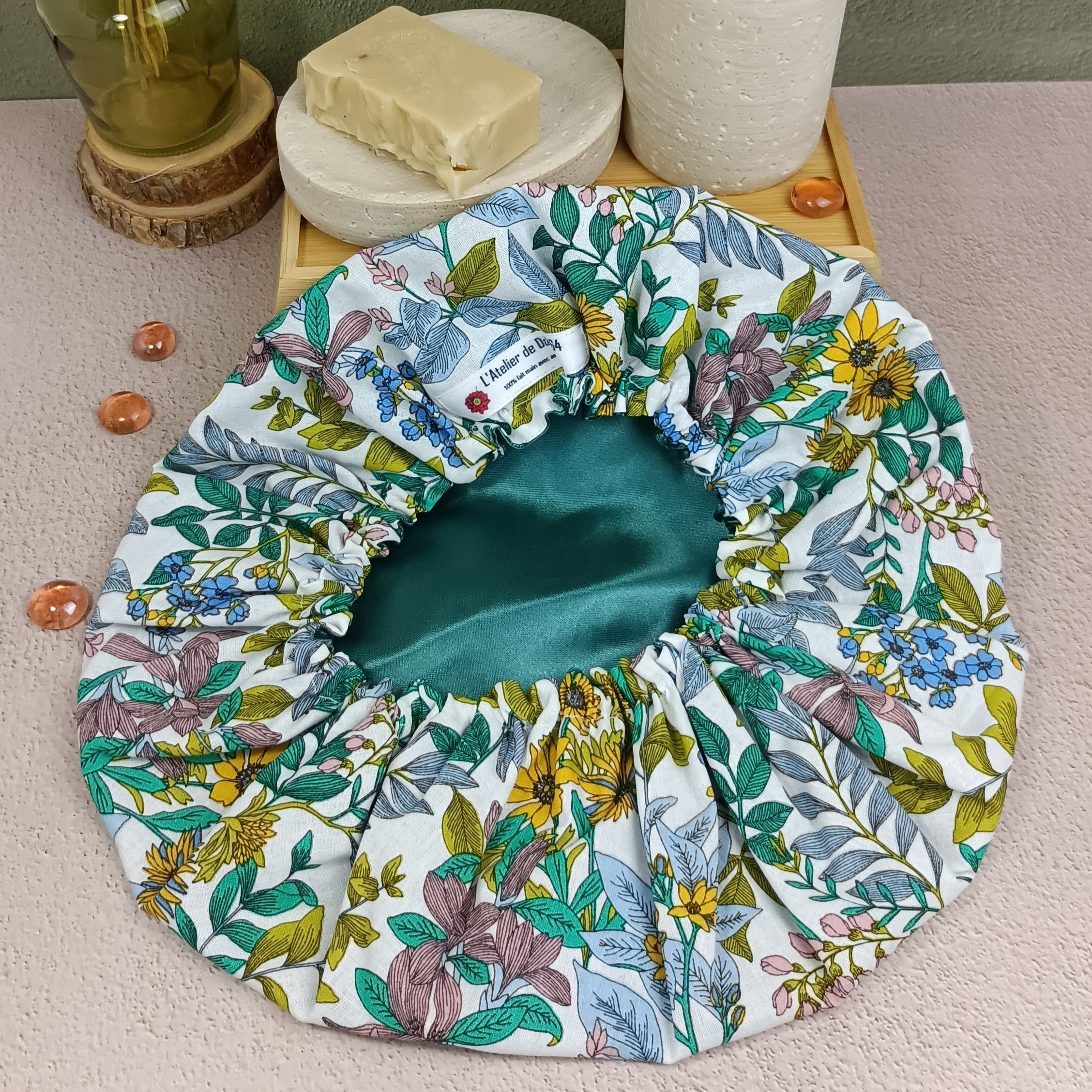 Bonnet de soin cheveux glycine blanc