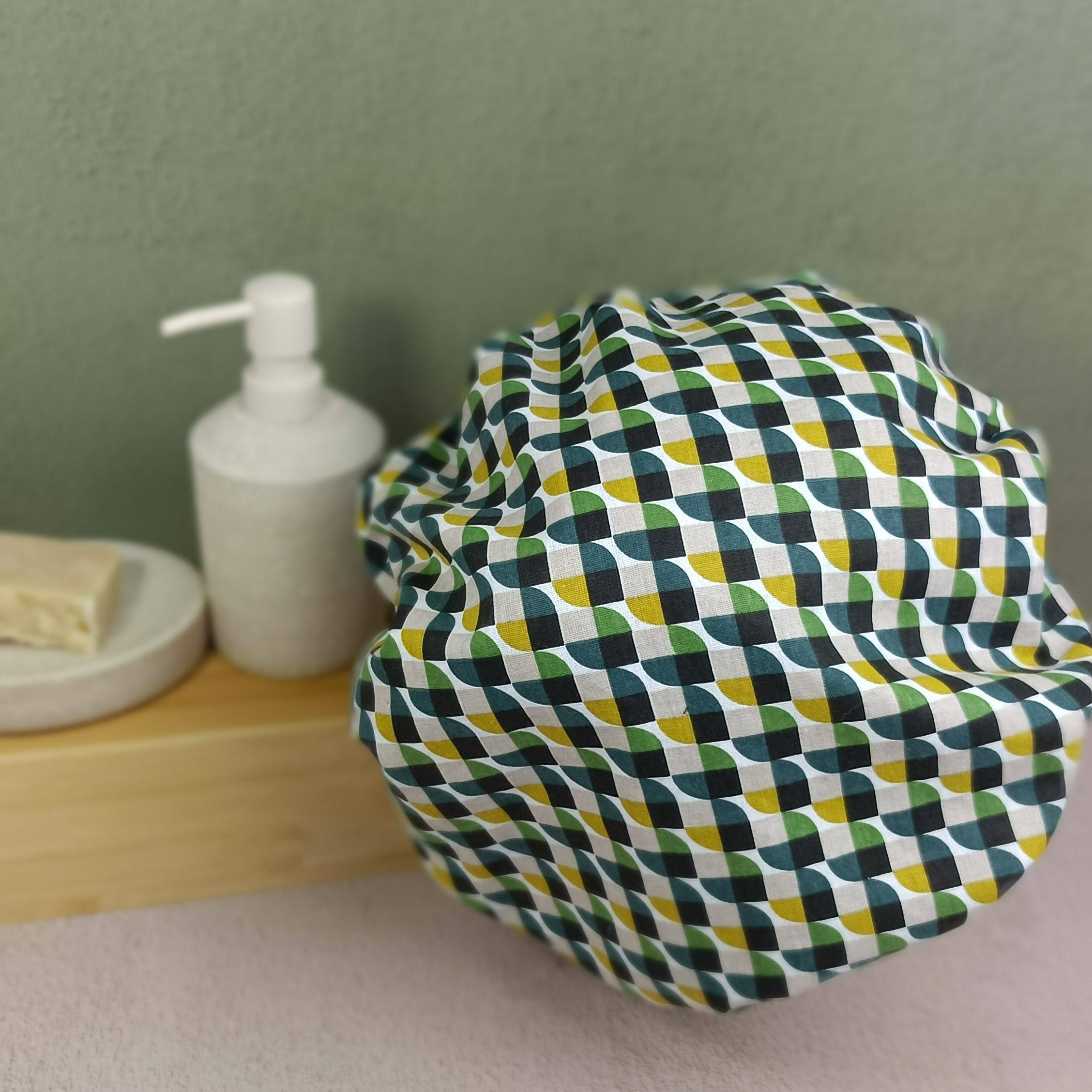 Bonnet de soin cheveux jopplin vert