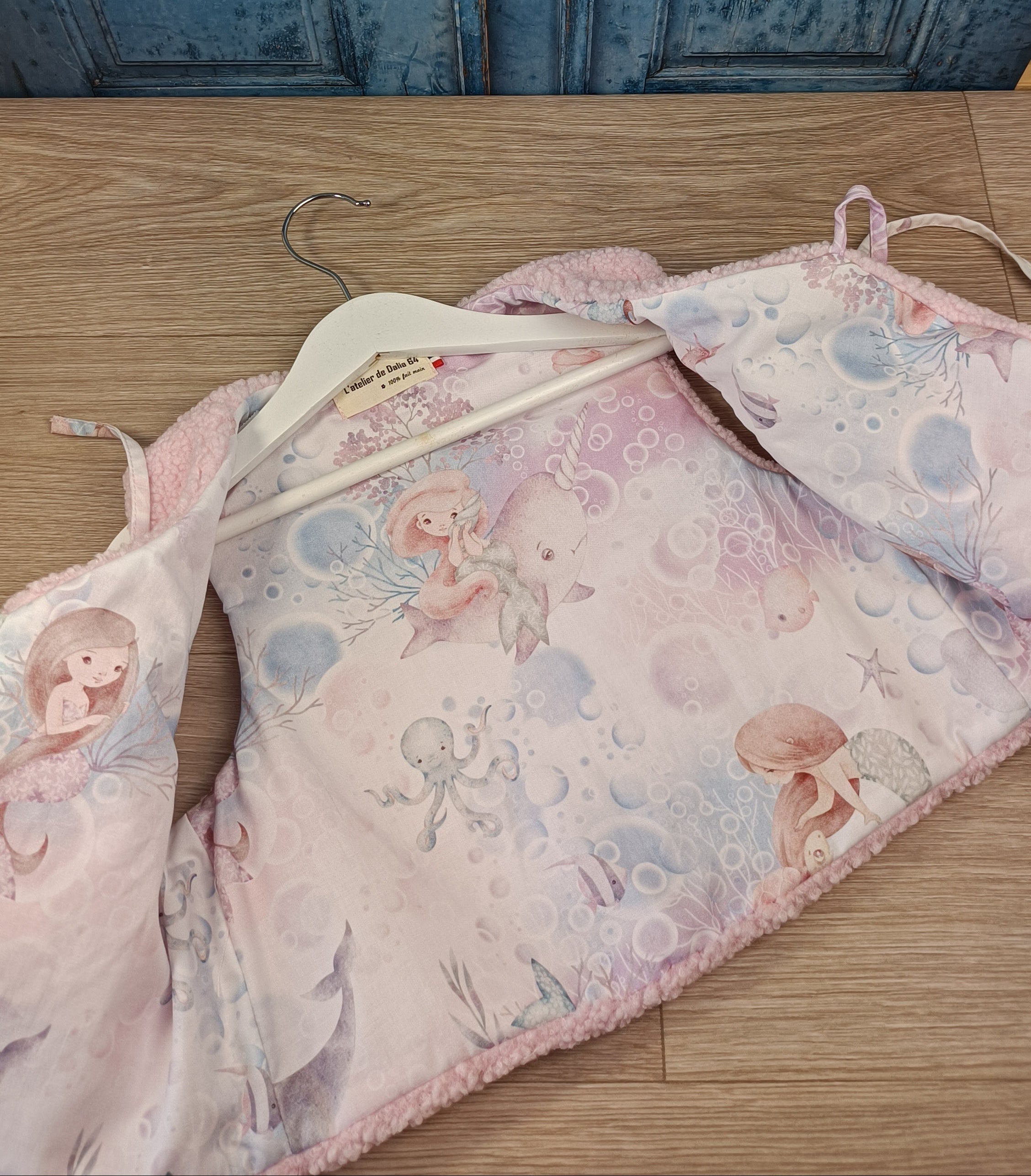 Gilet berger enfant sirene rose
