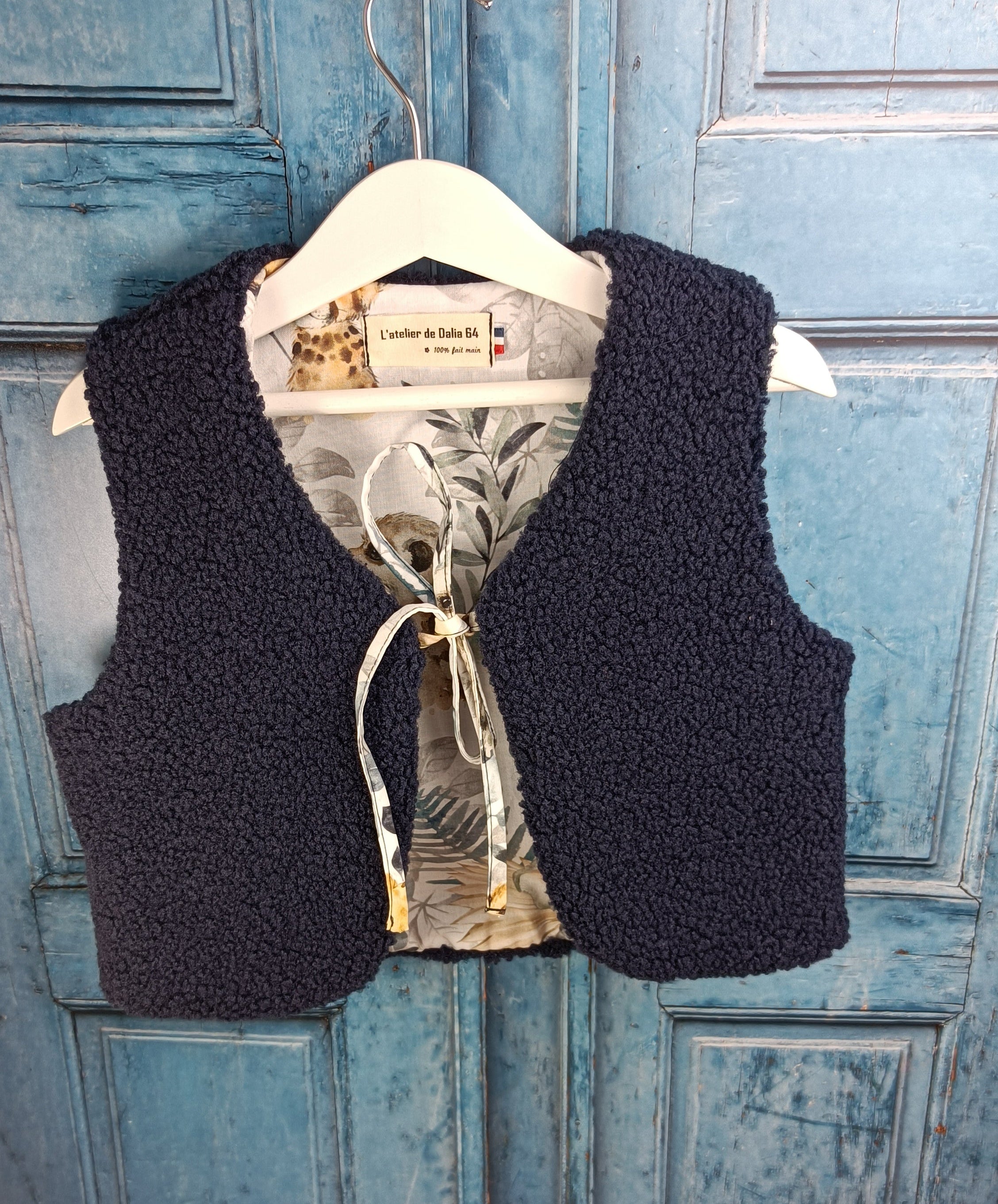Gilet berger enfant tropicale bleu