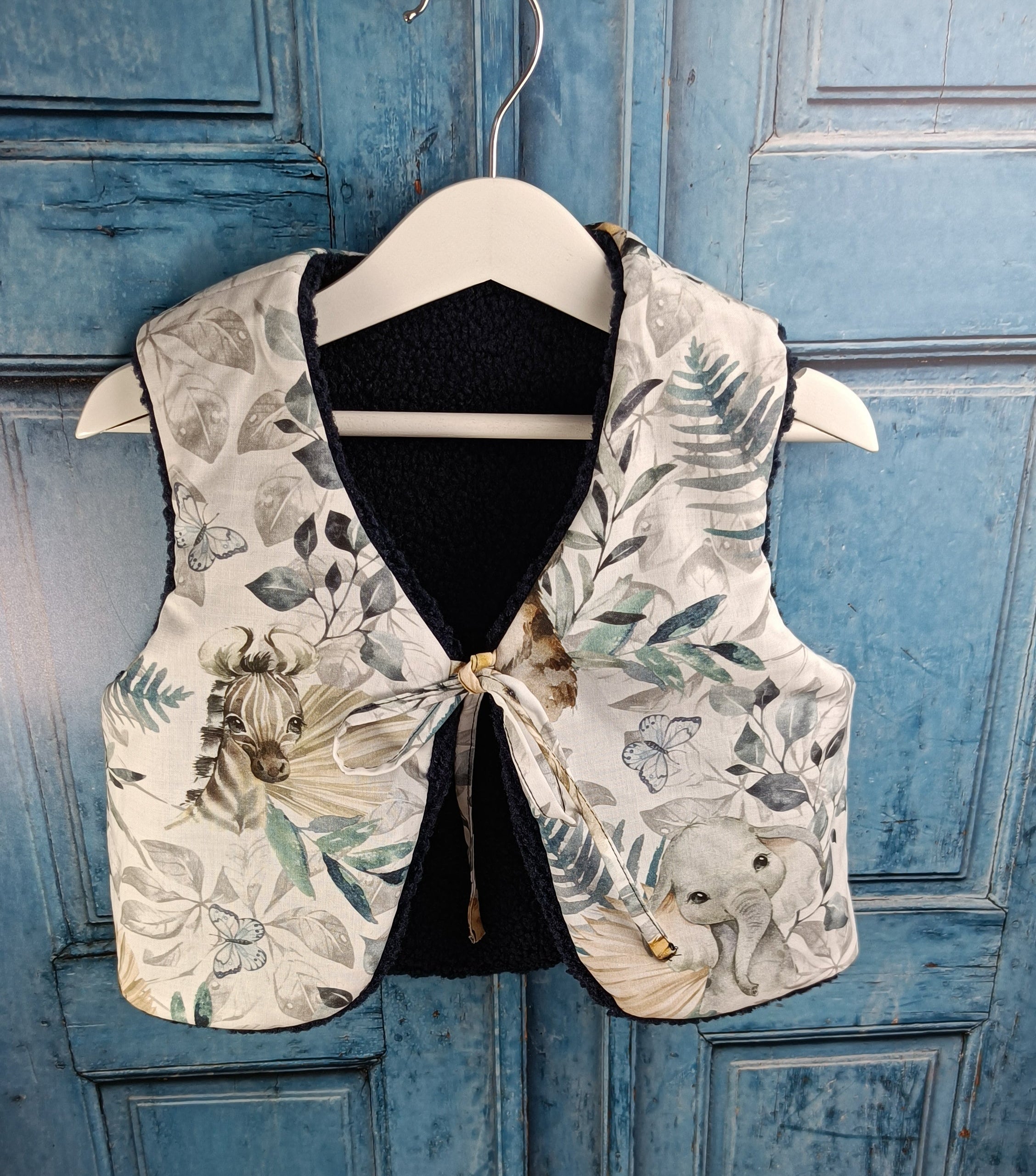 Gilet berger enfant tropicale bleu