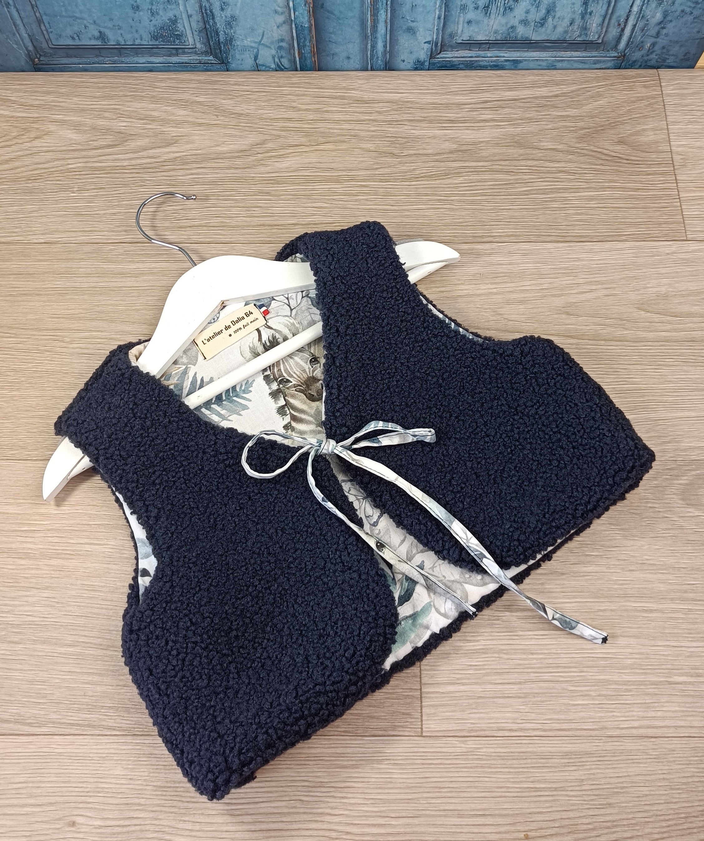 Gilet berger enfant tropicale bleu