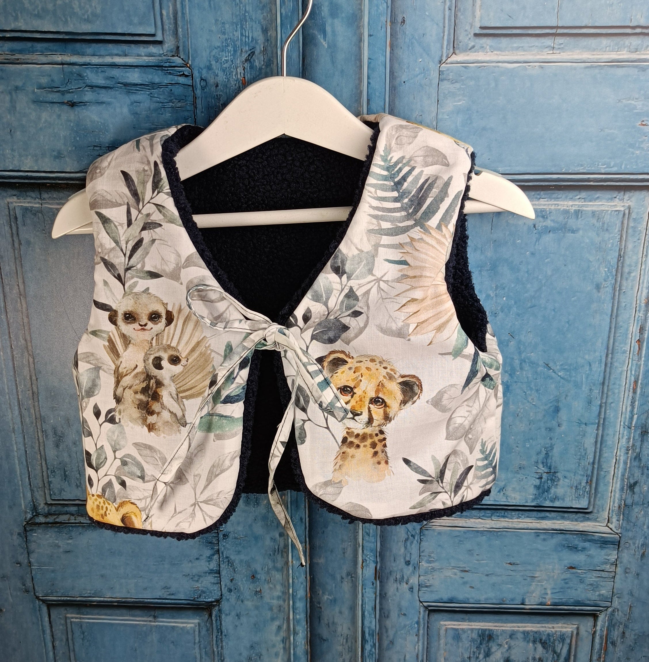 Gilet berger enfant tropicale bleu