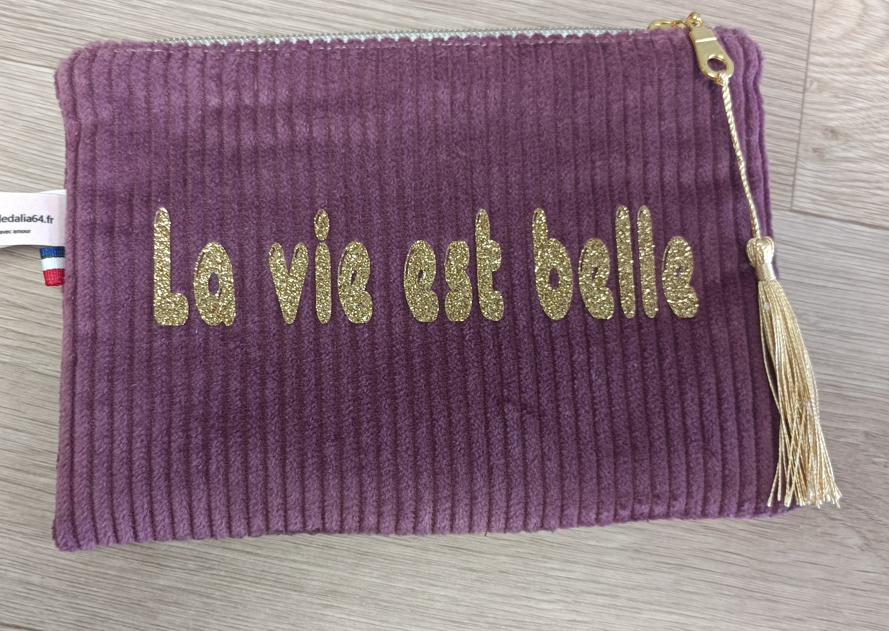 Pochettes velours zippées personnalisées disponibles