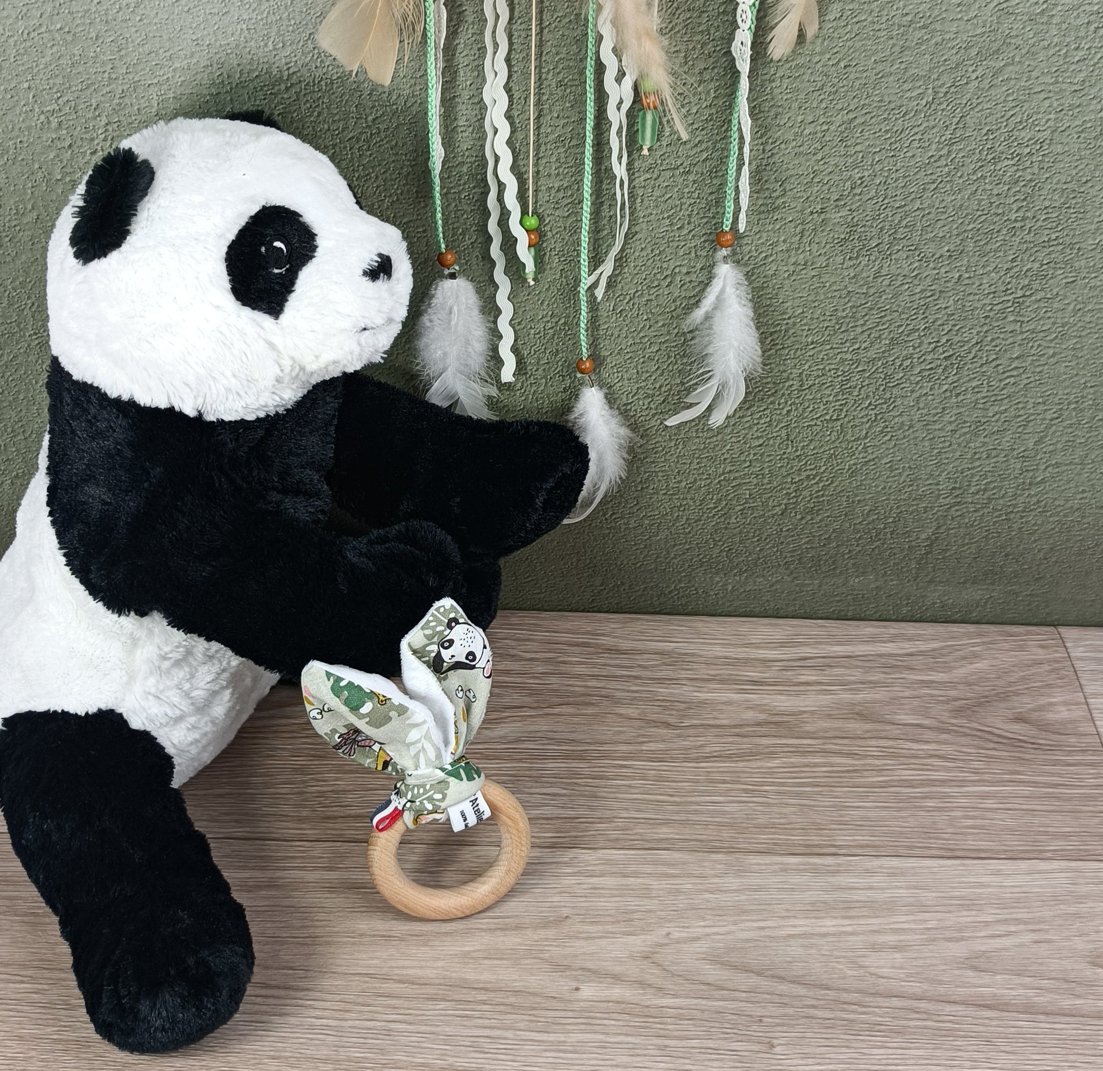 Anneau de dentition hochet - Petit Panda vert