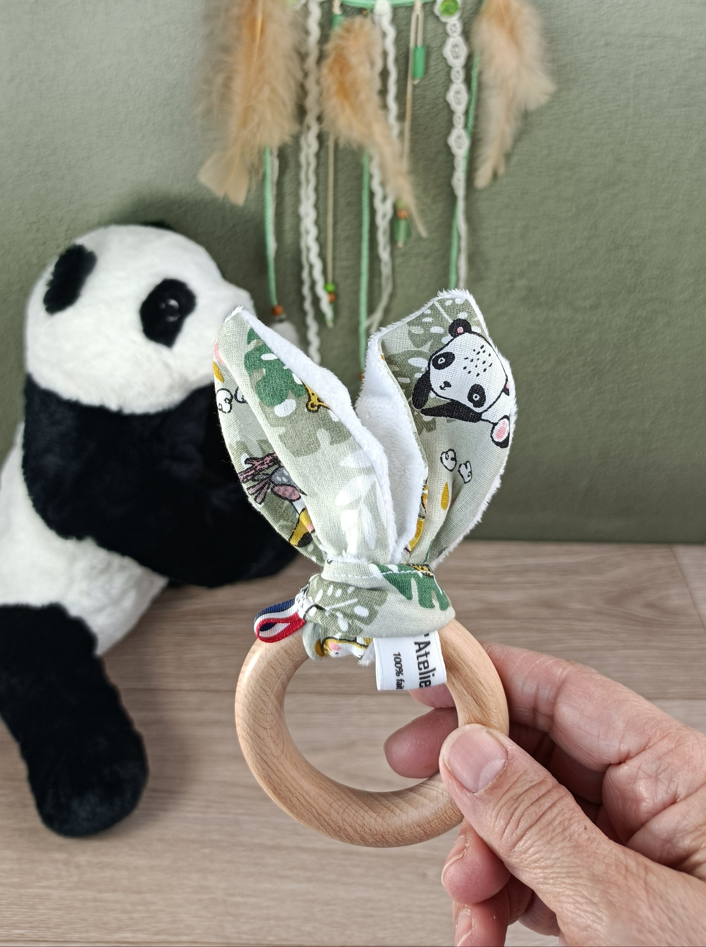 Anneau de dentition hochet - Petit Panda vert