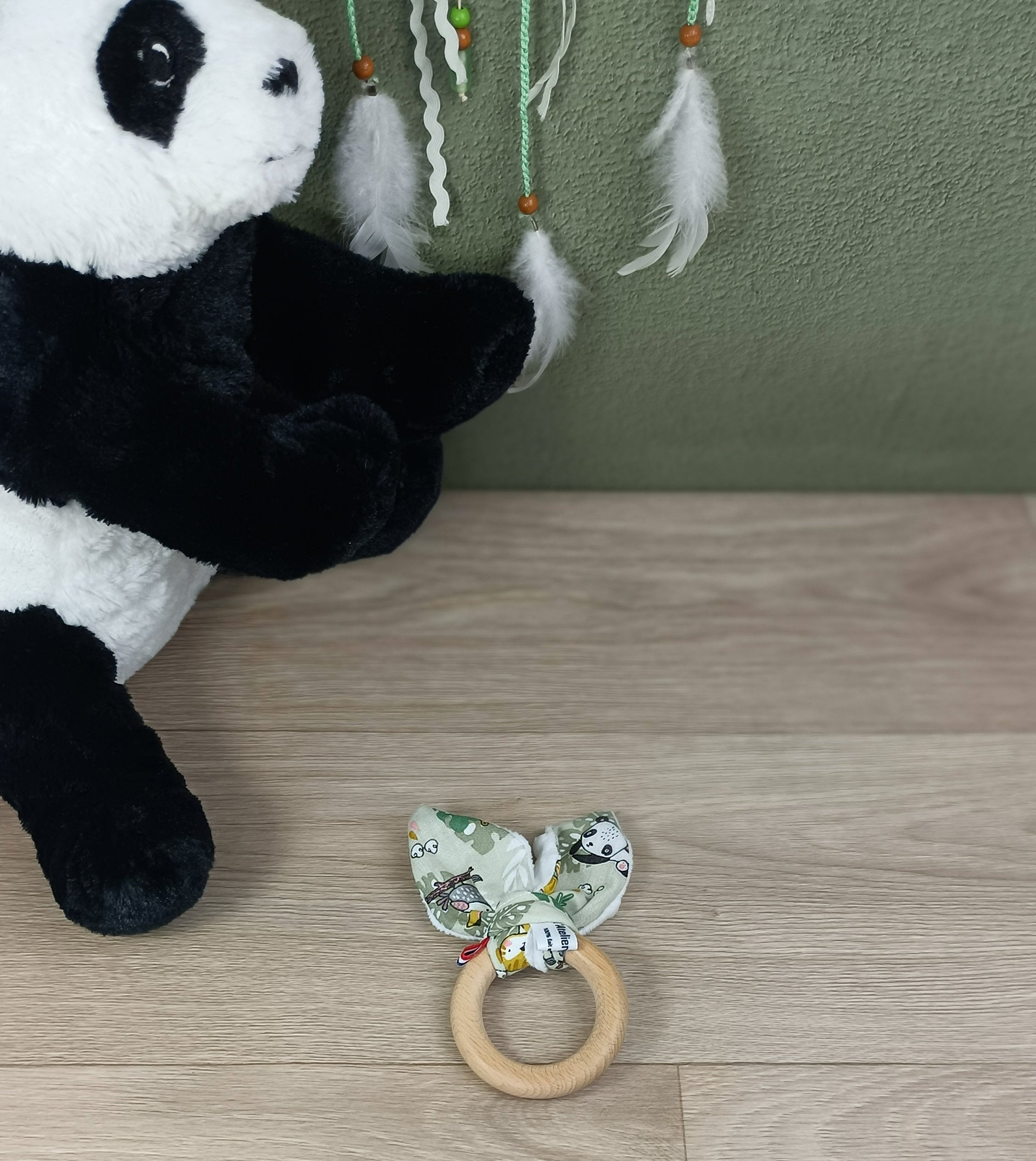Anneau de dentition hochet - Petit Panda vert