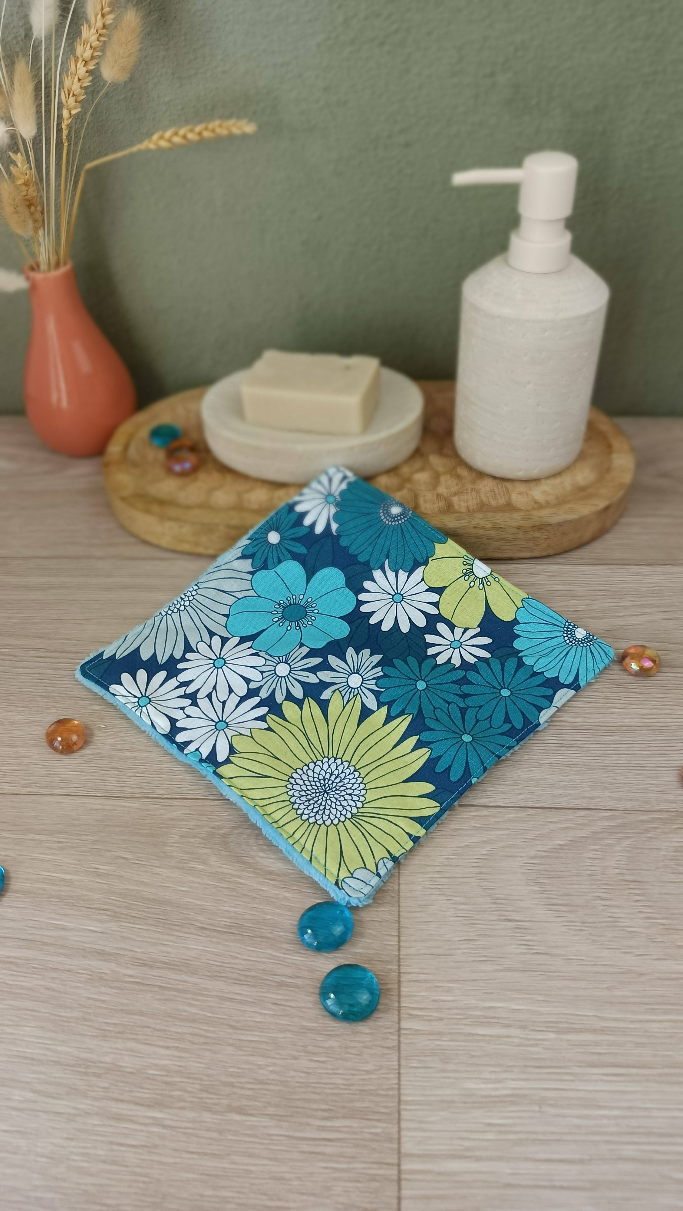 Trousse maquillage molletonnée et accessoires assortis - Ibiza bleu