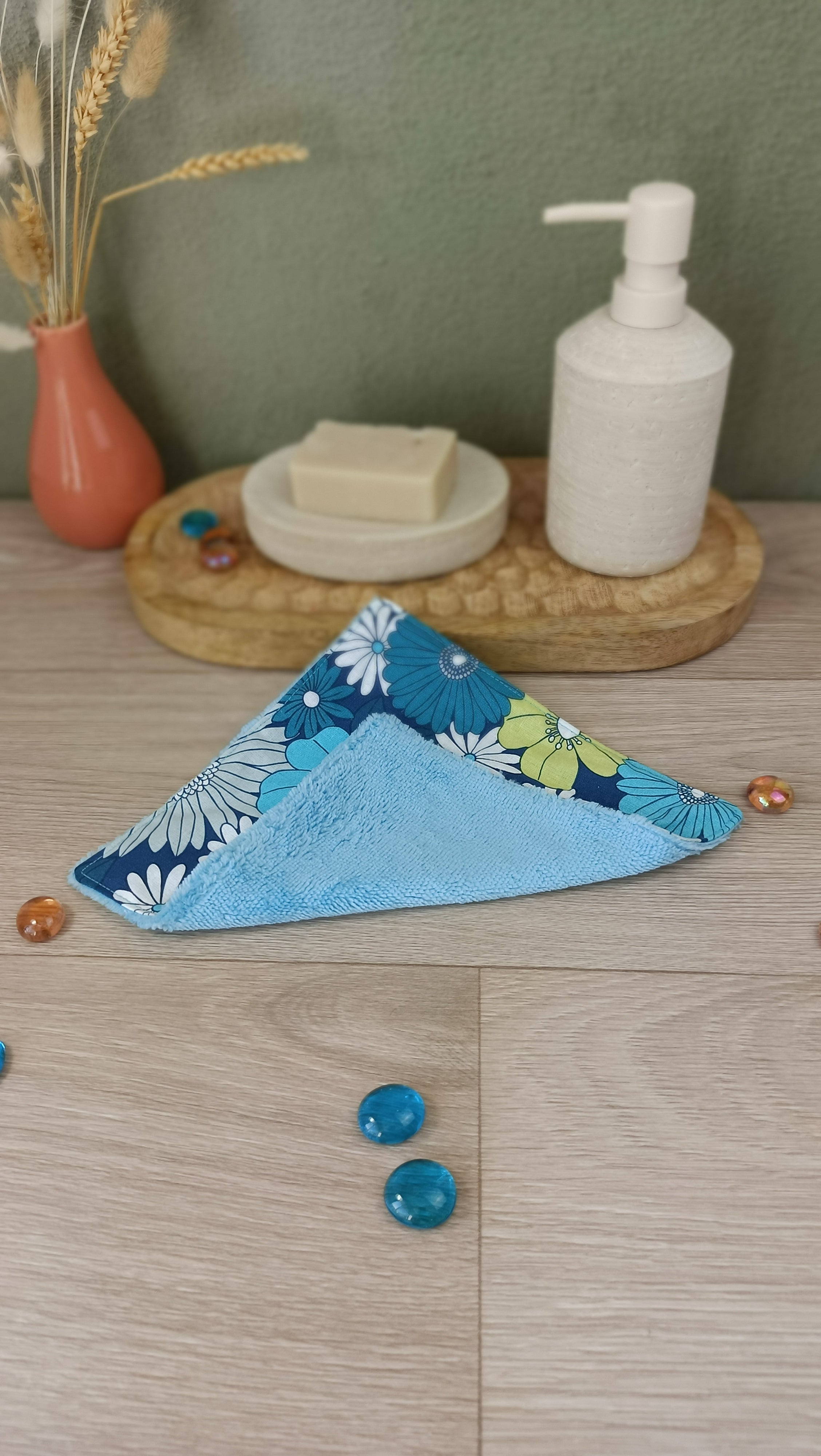 Trousse maquillage molletonnée et accessoires assortis - Ibiza bleu