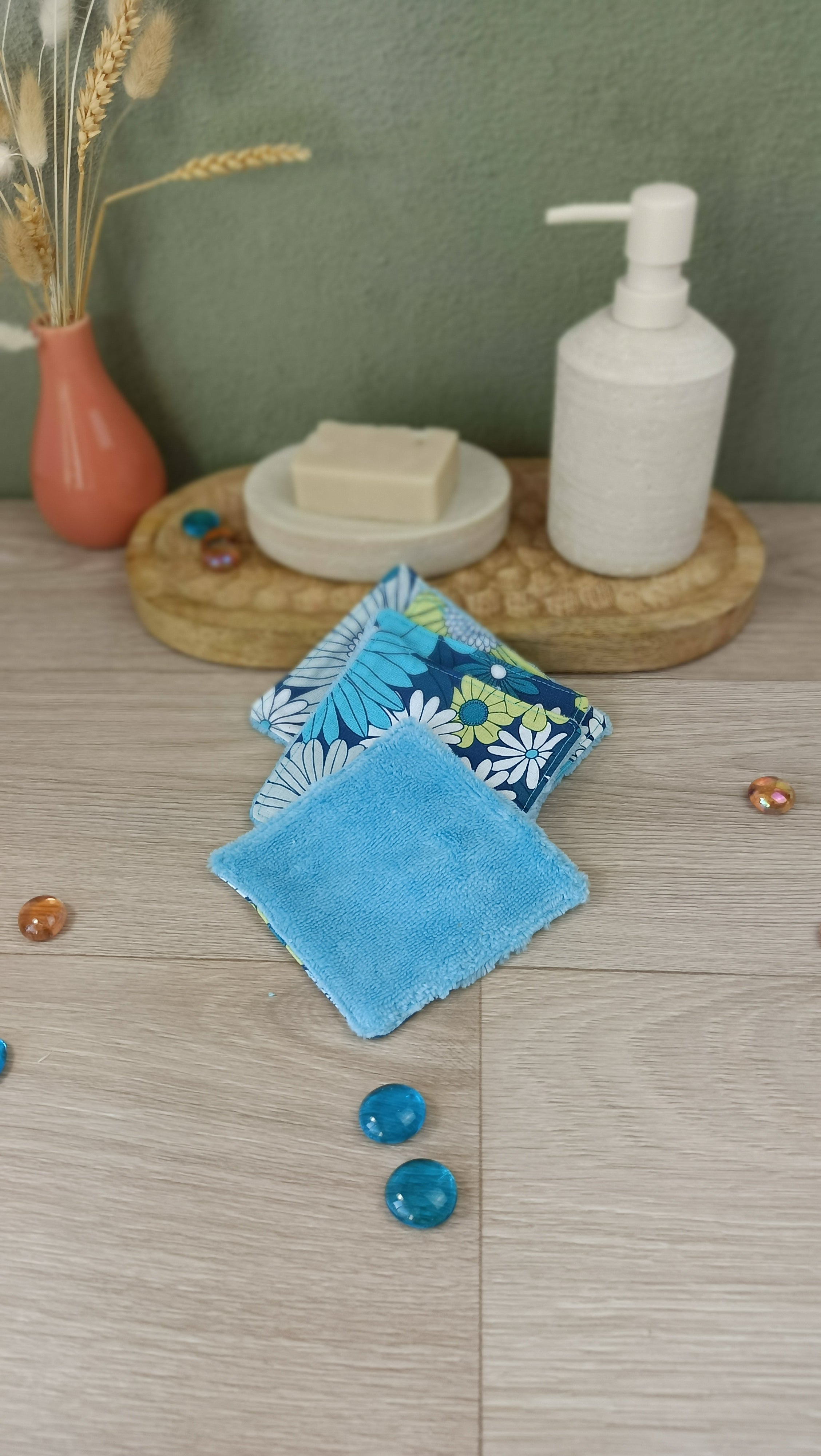 Trousse maquillage molletonnée et accessoires assortis - Ibiza bleu