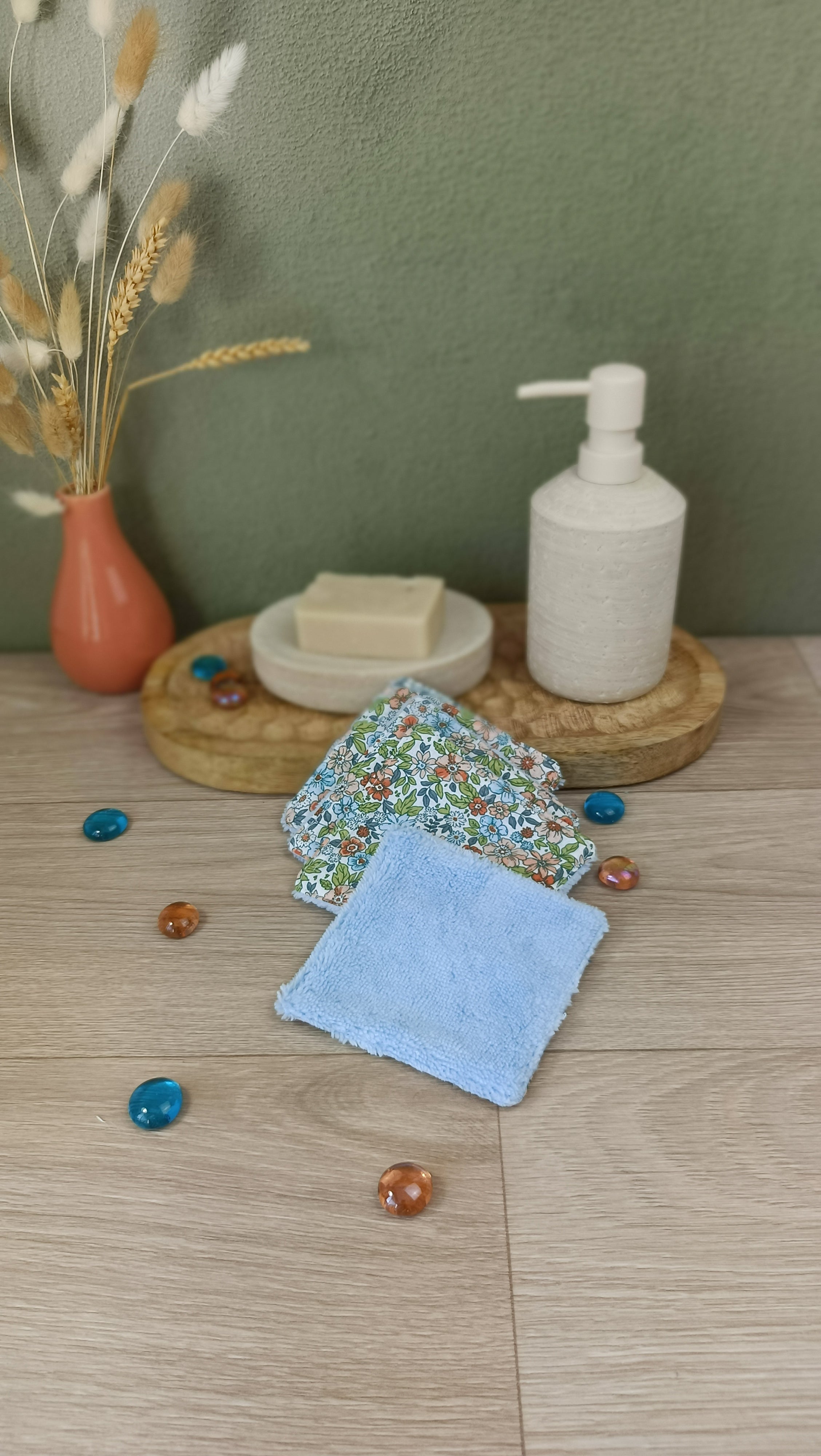 Trousse maquillage molletonnée et accessoires assortis - Pensée fond blanc