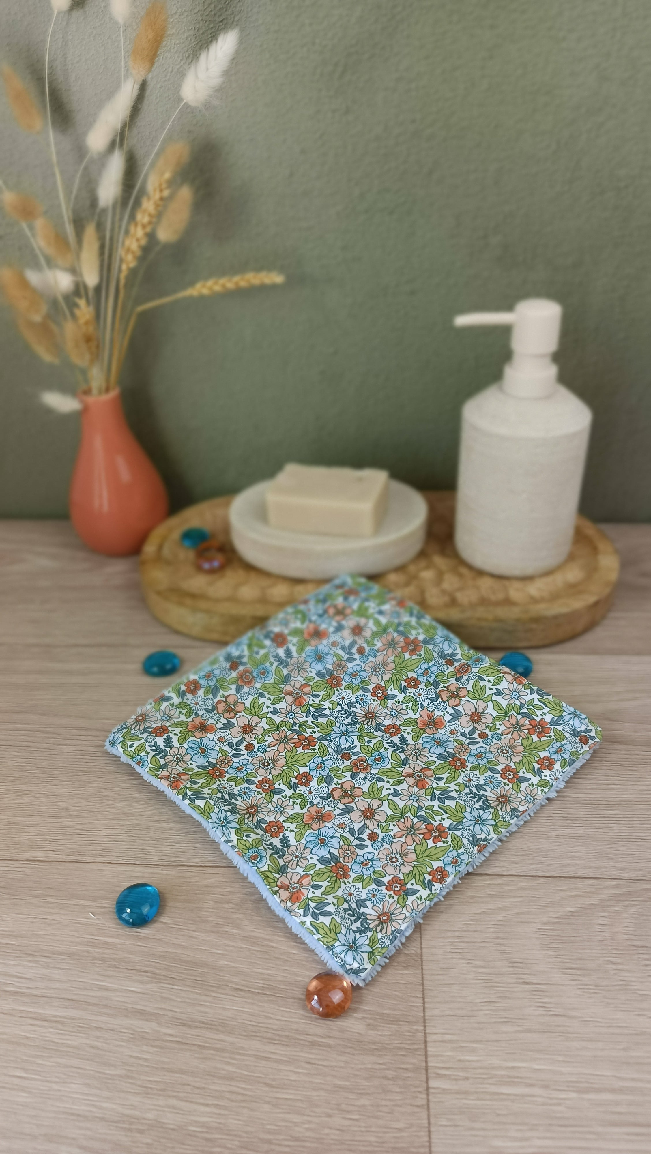 Trousse maquillage molletonnée et accessoires assortis - Pensée fond blanc