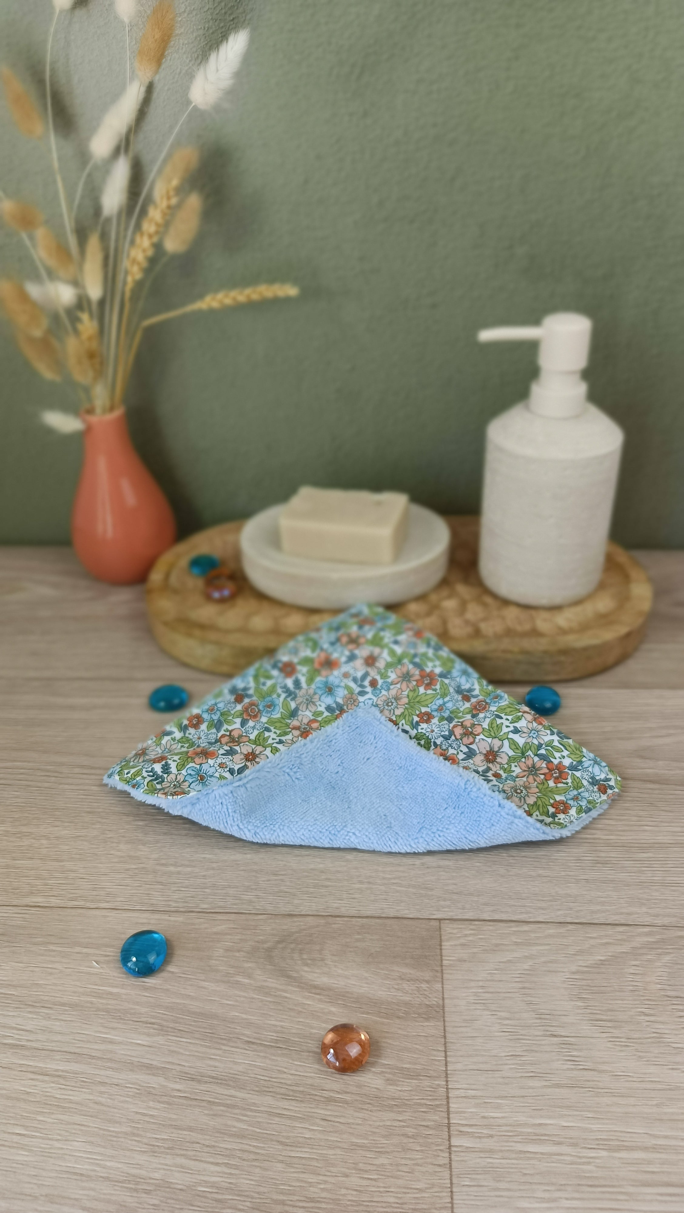 Trousse maquillage molletonnée et accessoires assortis - Pensée fond blanc