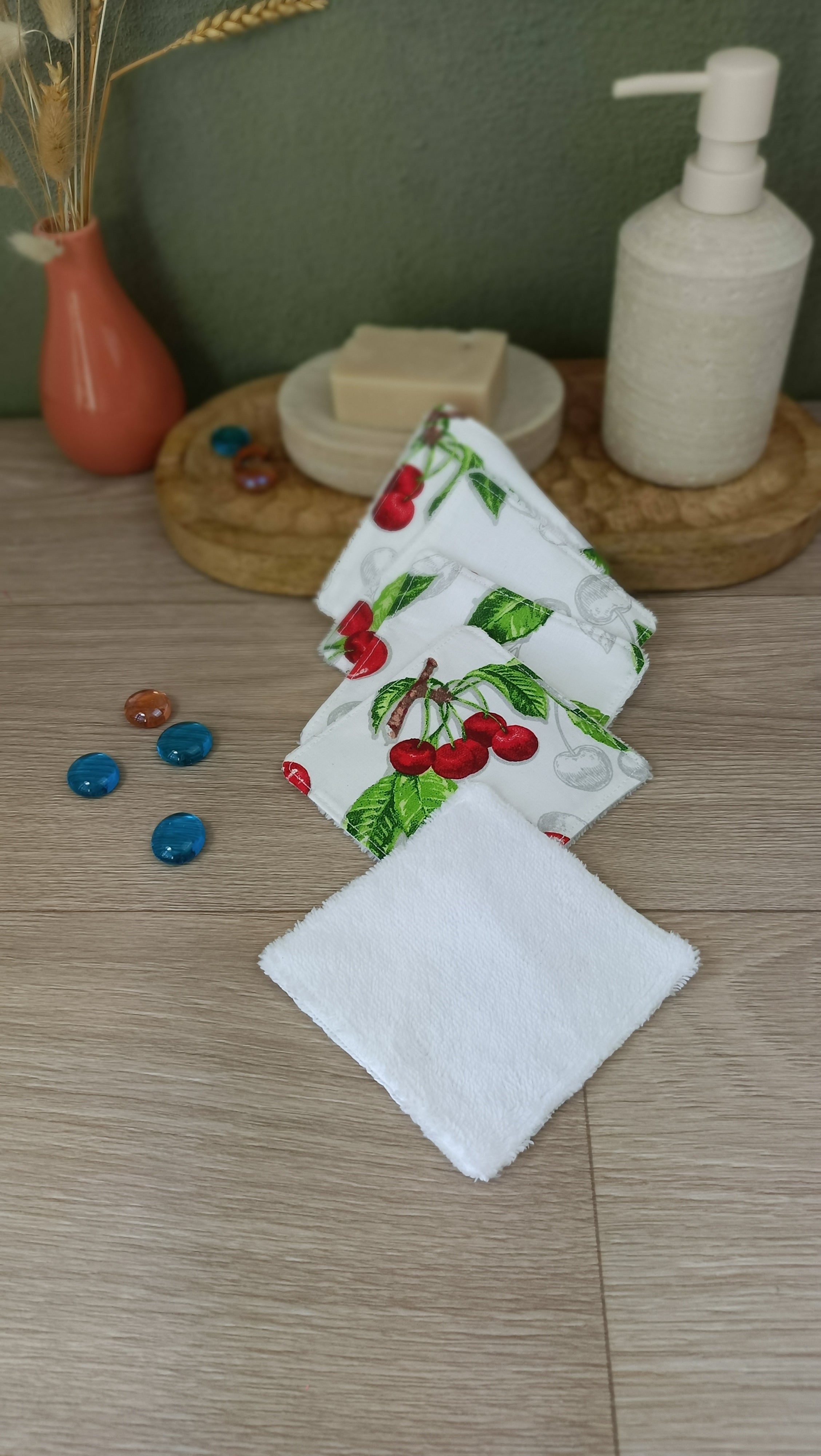 Lingettes lavables très douces - Cerise