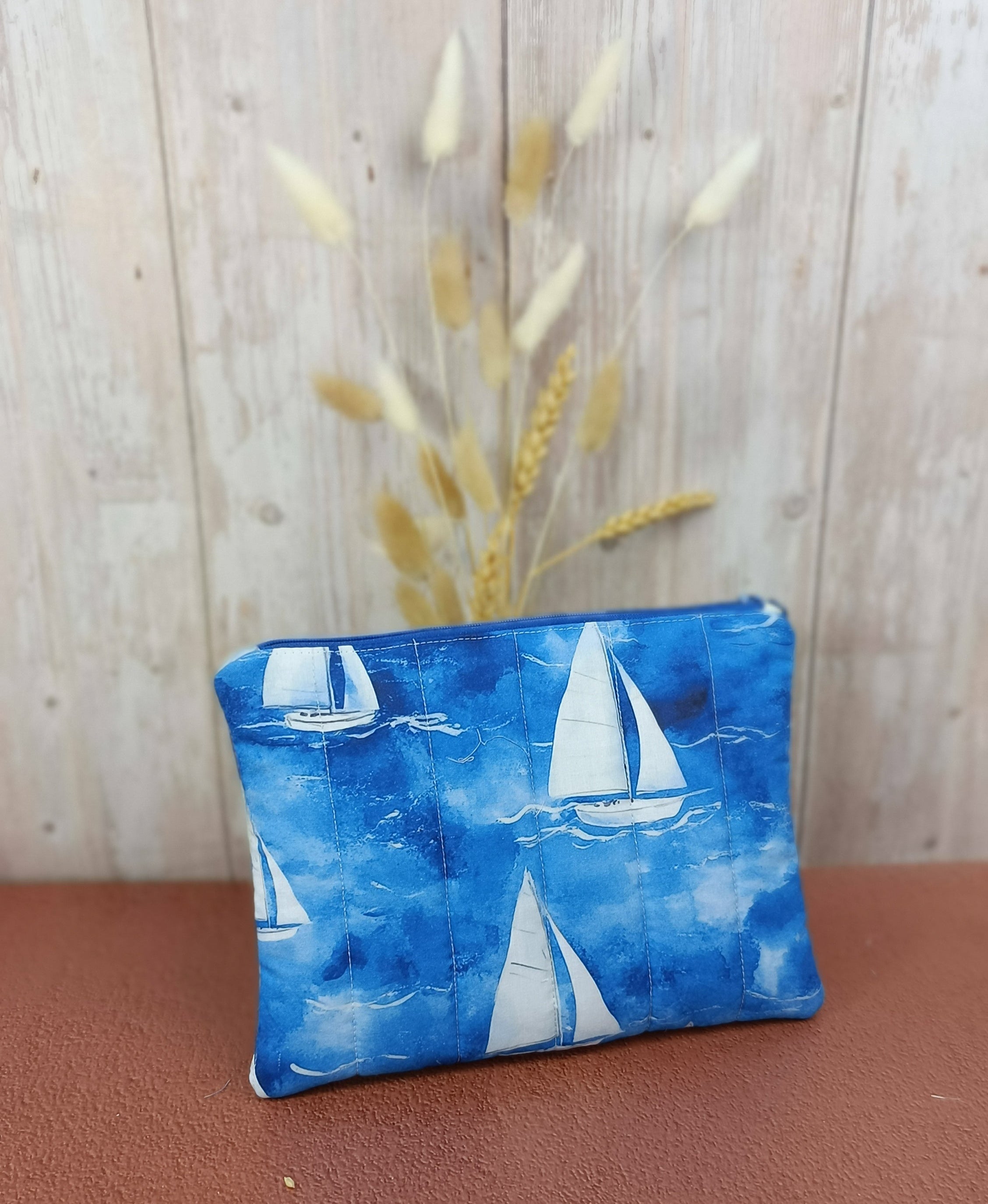 Pochette plate matelassée - Collection Riviera - Voile