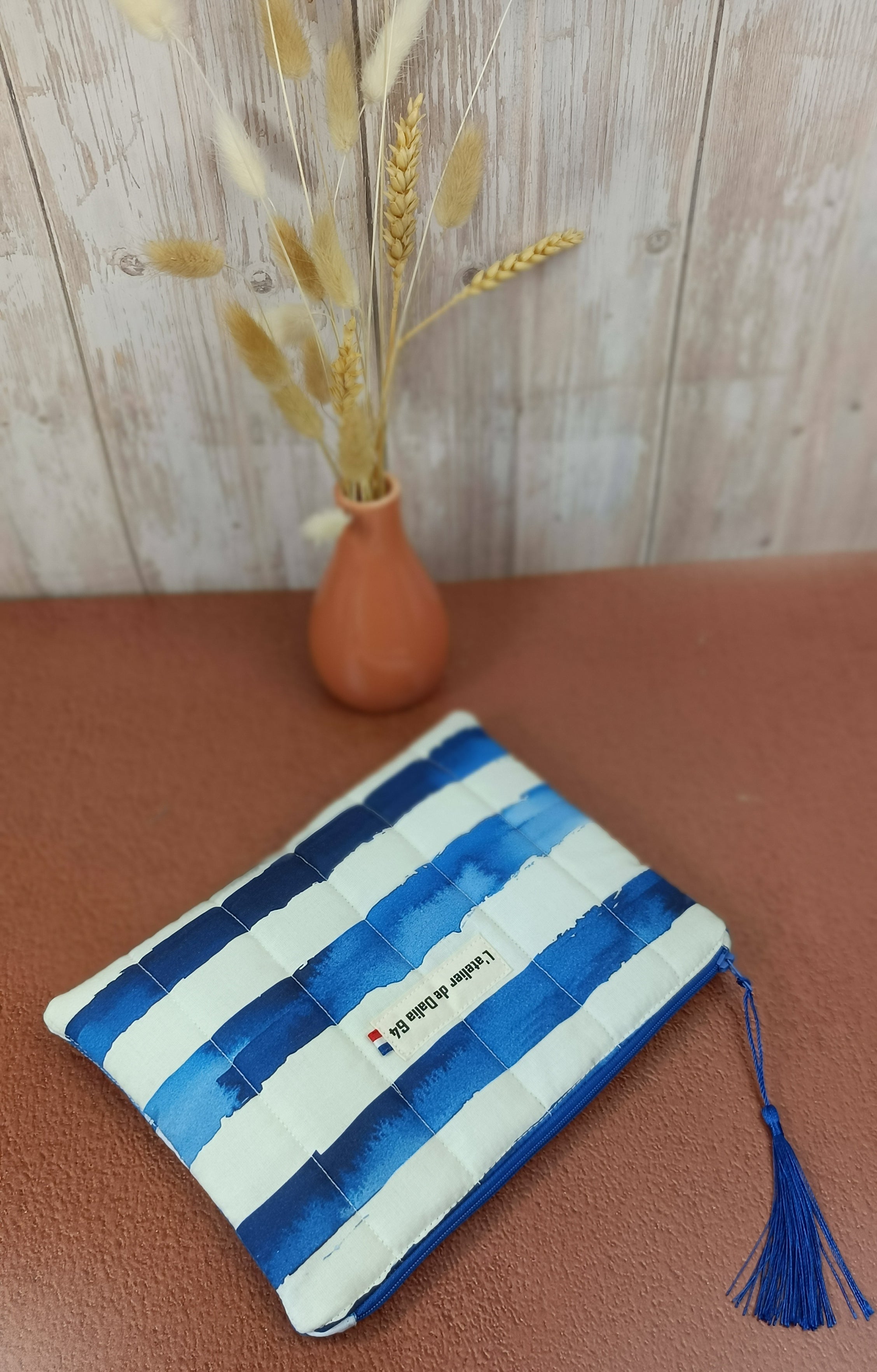 Pochette plate matelassée - Collection Riviera - Voile