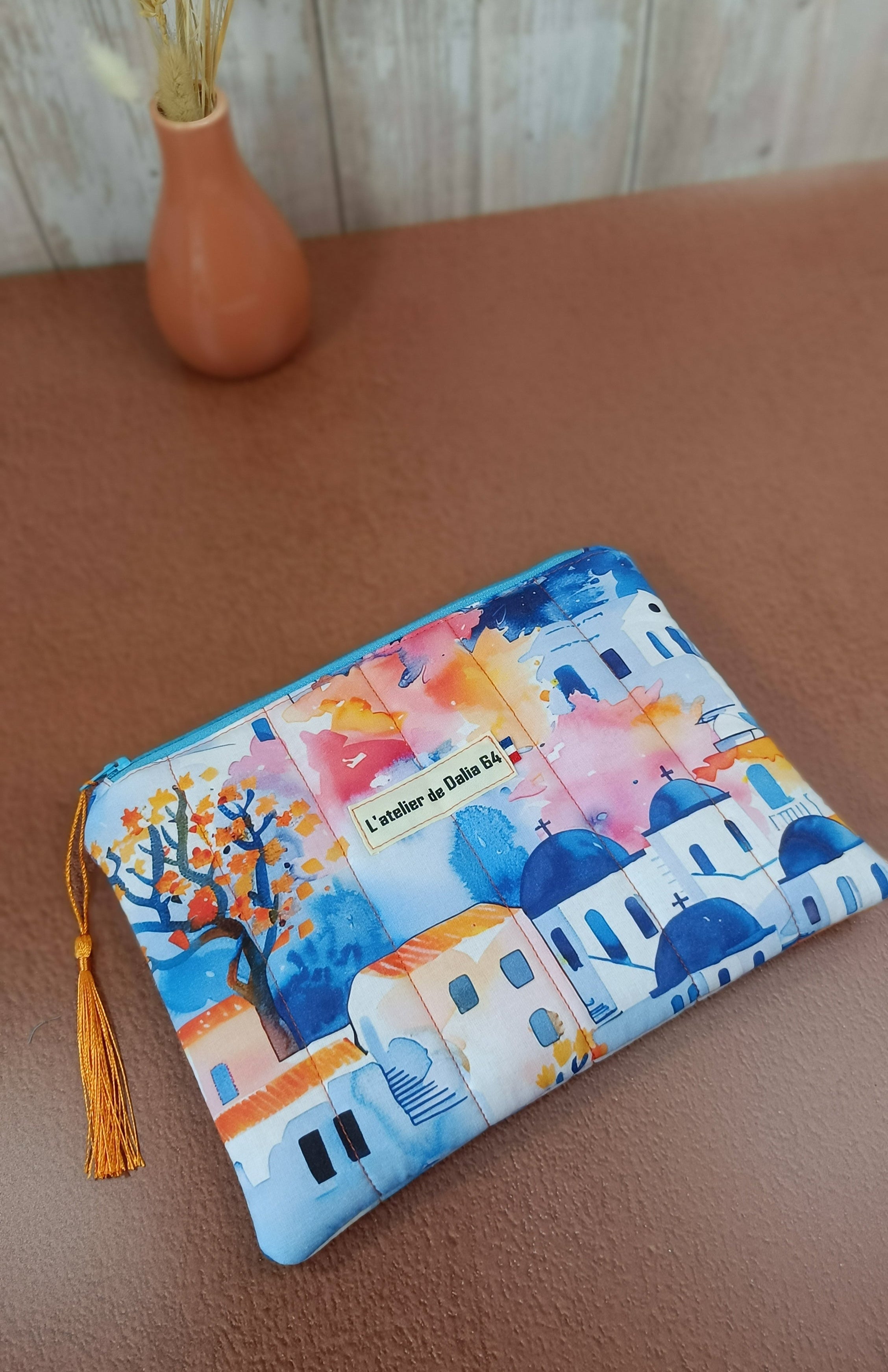 Pochette plate matelassé - Collection Riviera - Santorin