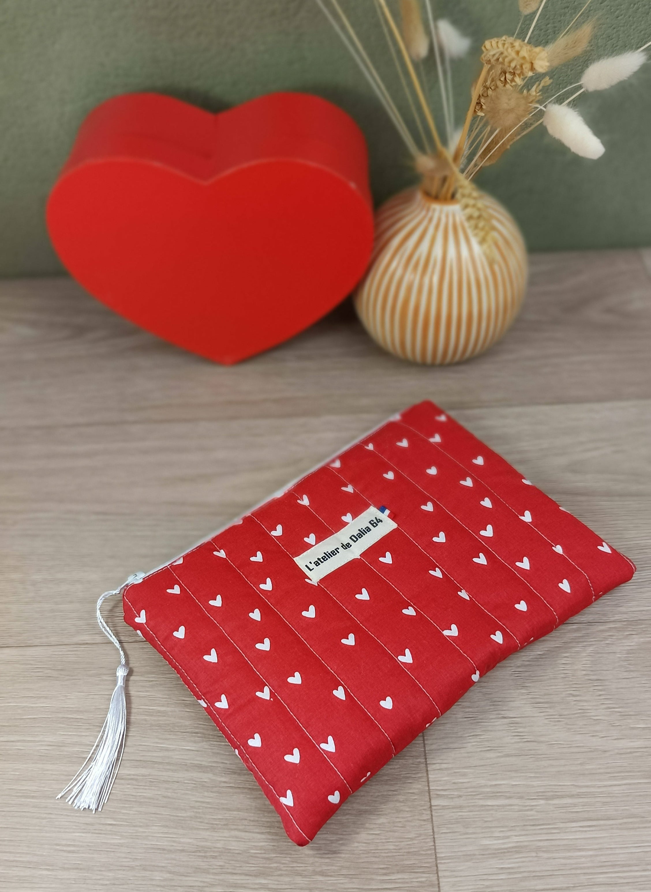 Pochette plate matelassée - Collection Cœur