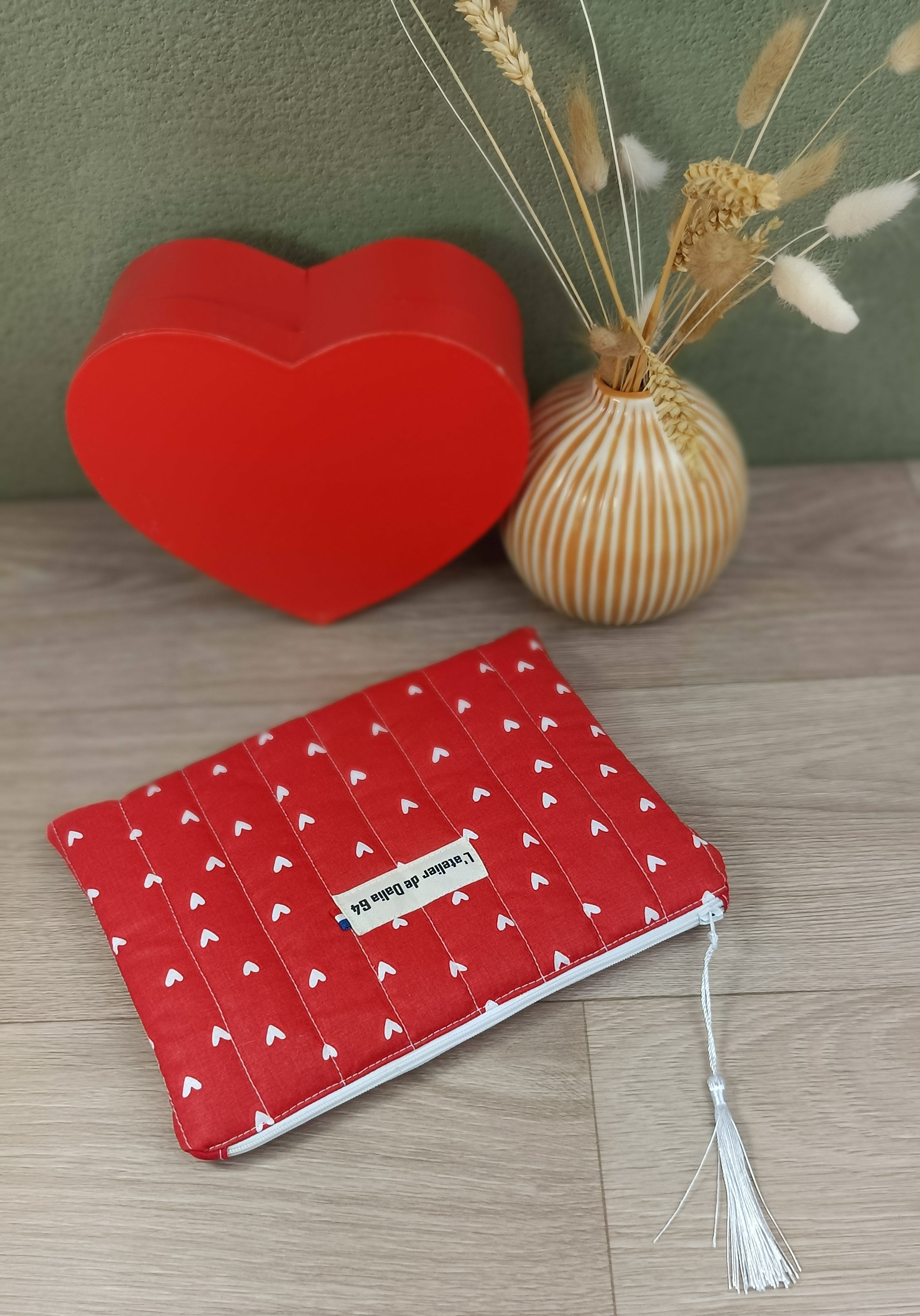 Pochette plate matelassée - Collection Cœur