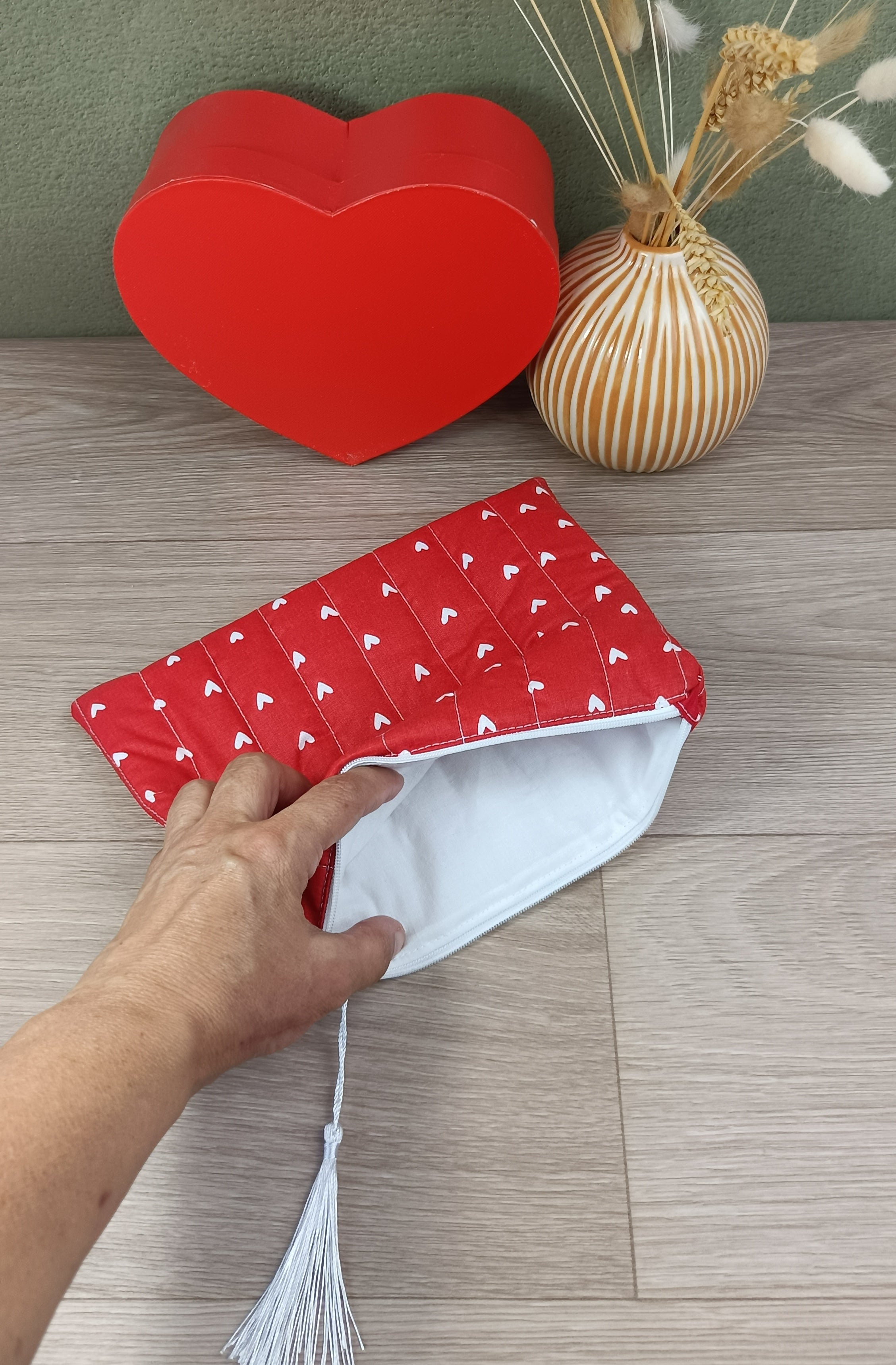 Pochette plate matelassée - Collection Cœur