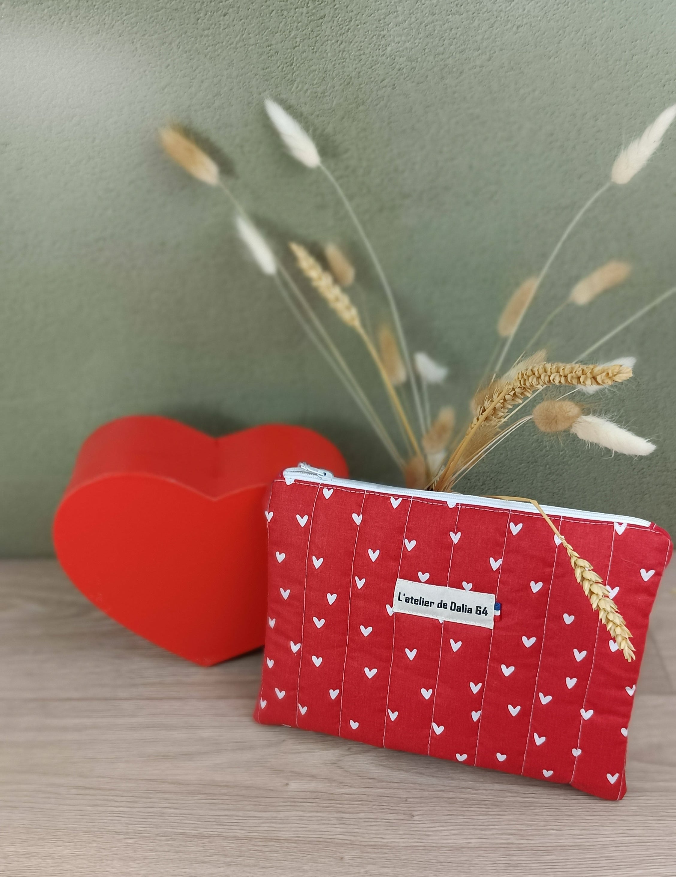 Pochette plate matelassée - Collection Cœur