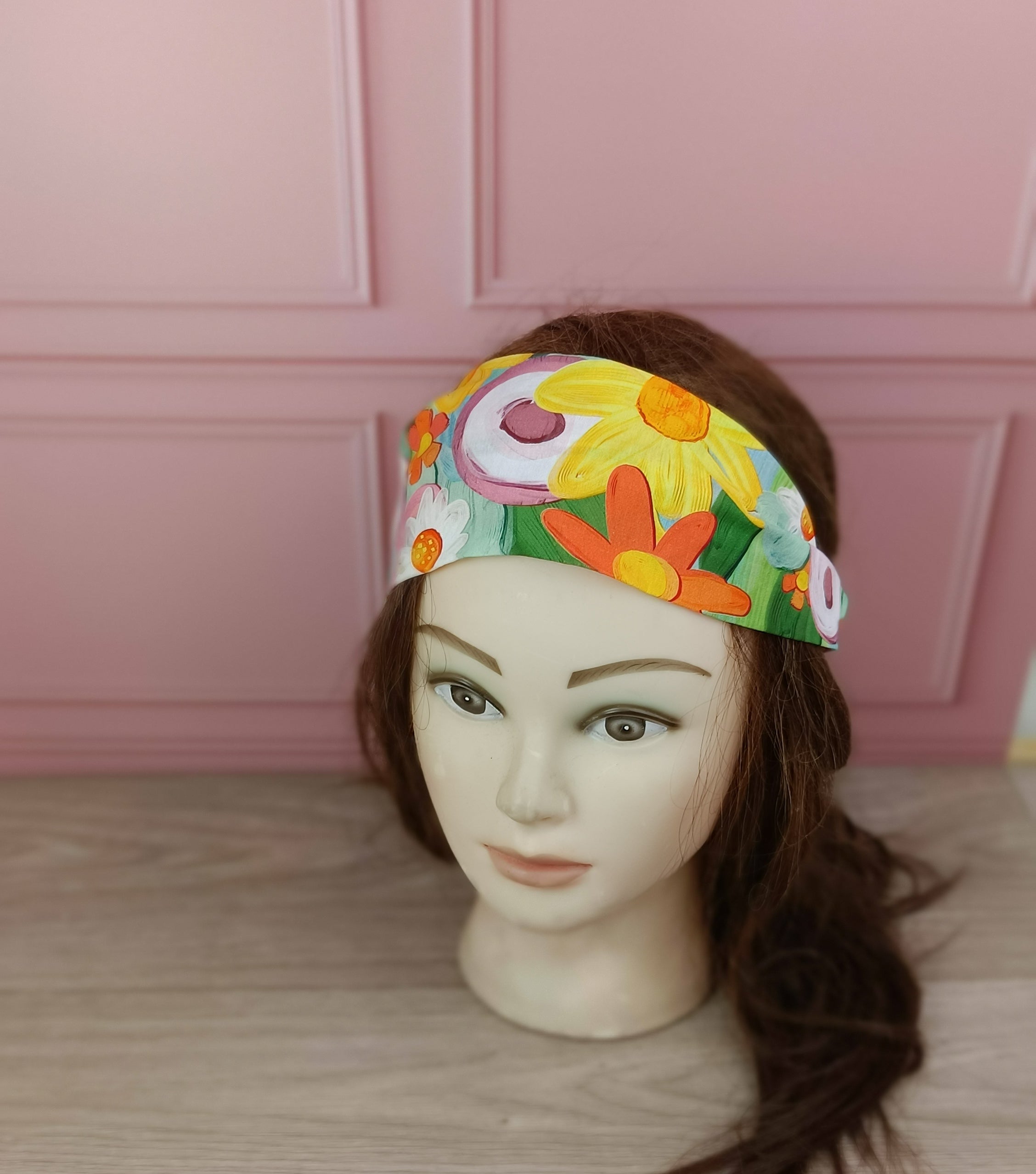 Bandeaux cheveux tissus - Digitale jaune