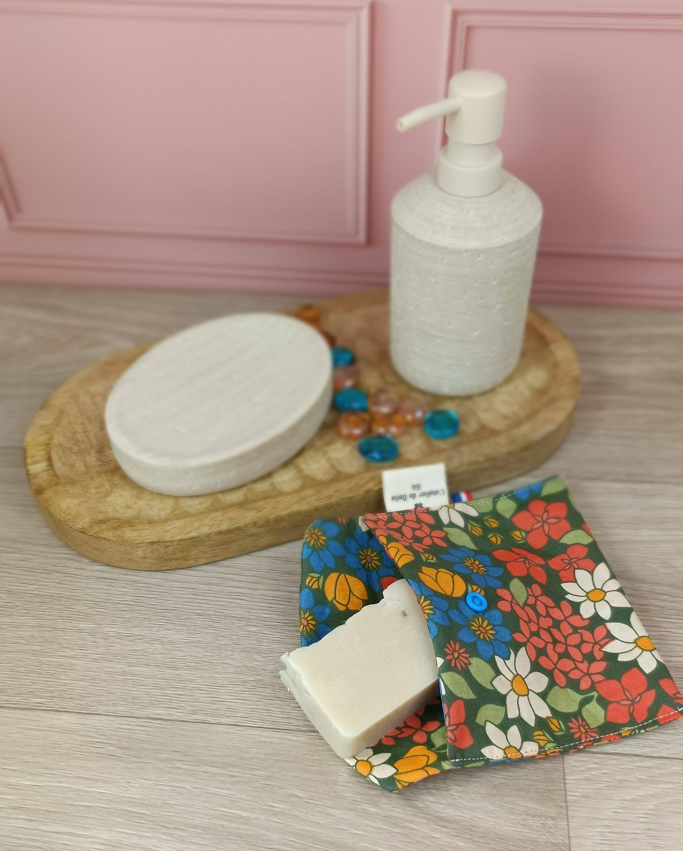 Étuis à brosses à dent et pochettes à savon lavables - Fleurs oranges