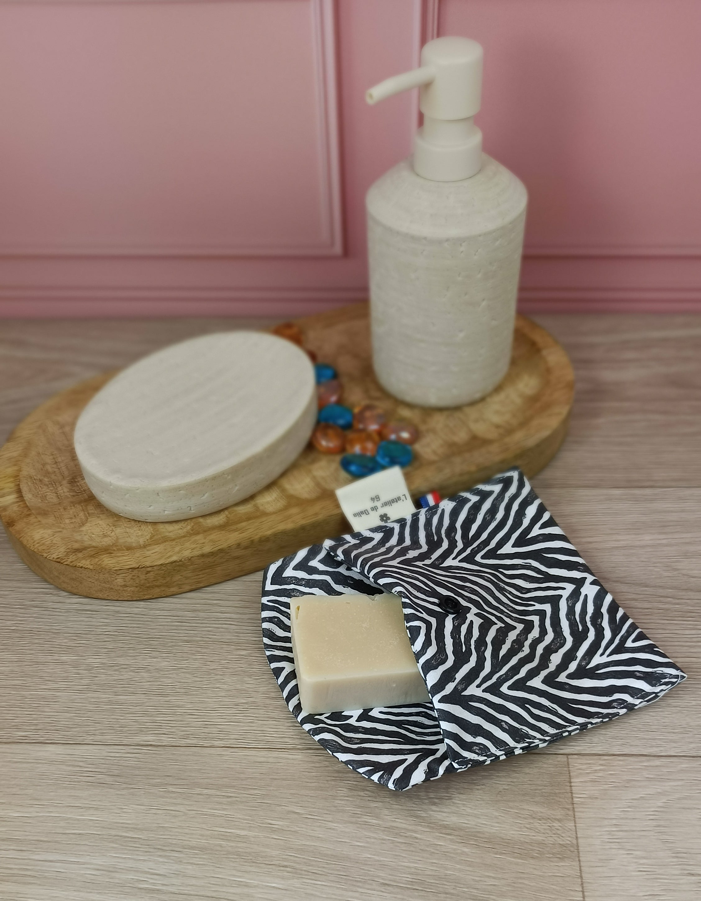 Étuis à brosses à dent et pochettes à savon lavables - motif zèbre