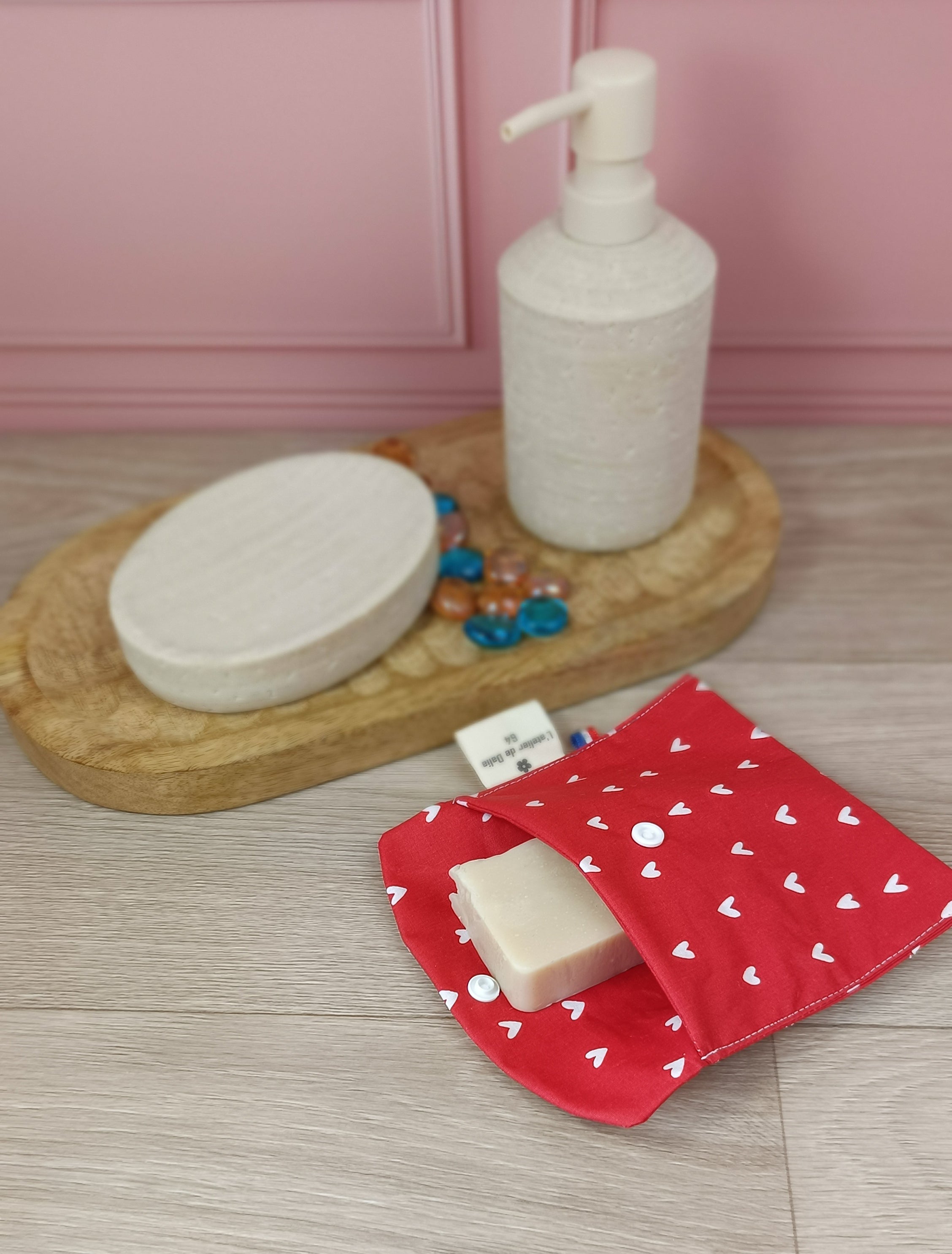 Étuis à brosses à dent et pochettes à savon lavables - Cœur
