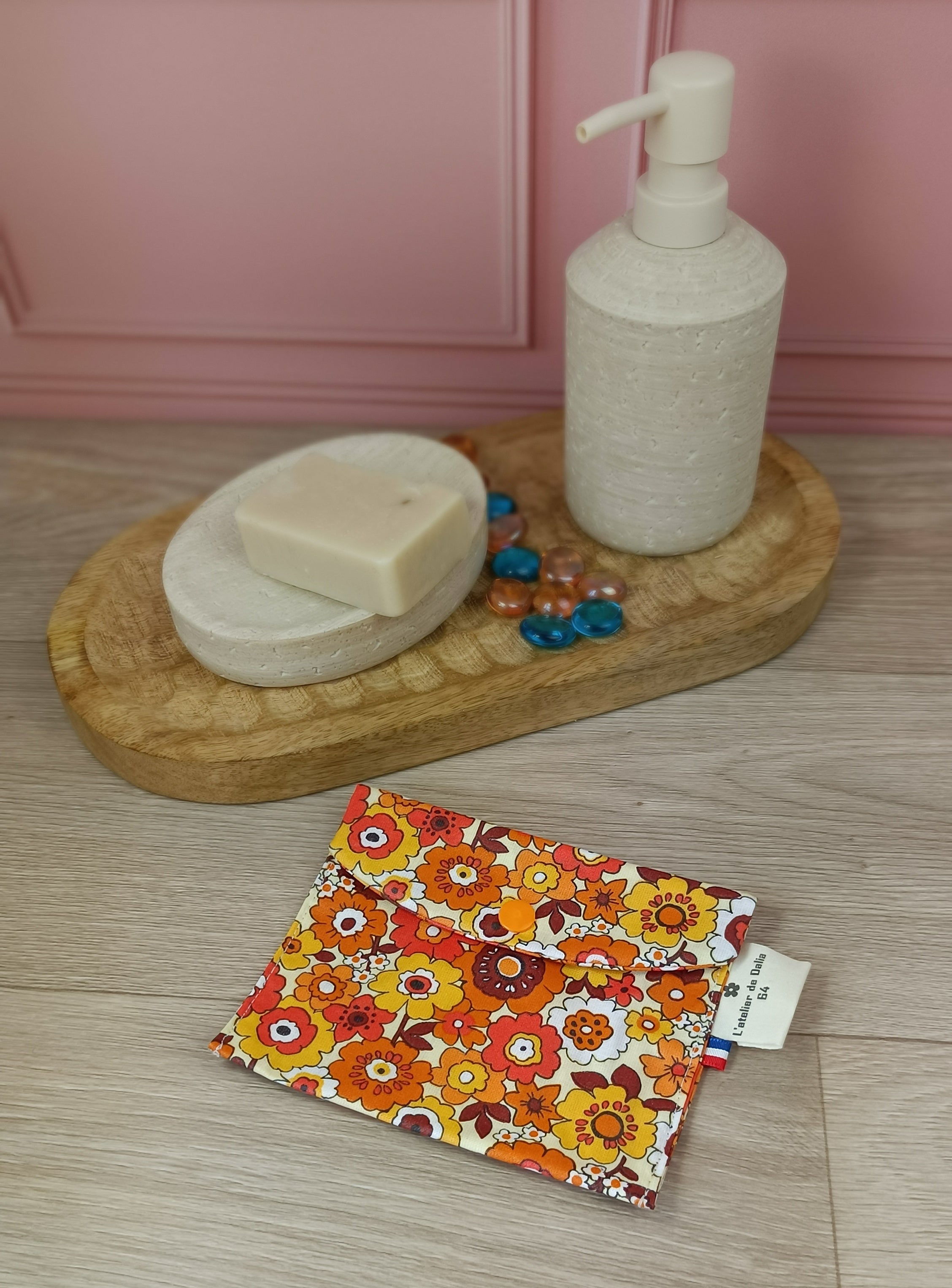 Étuis à brosses à dent et pochettes à savon lavables - Collection Fleurs rétro