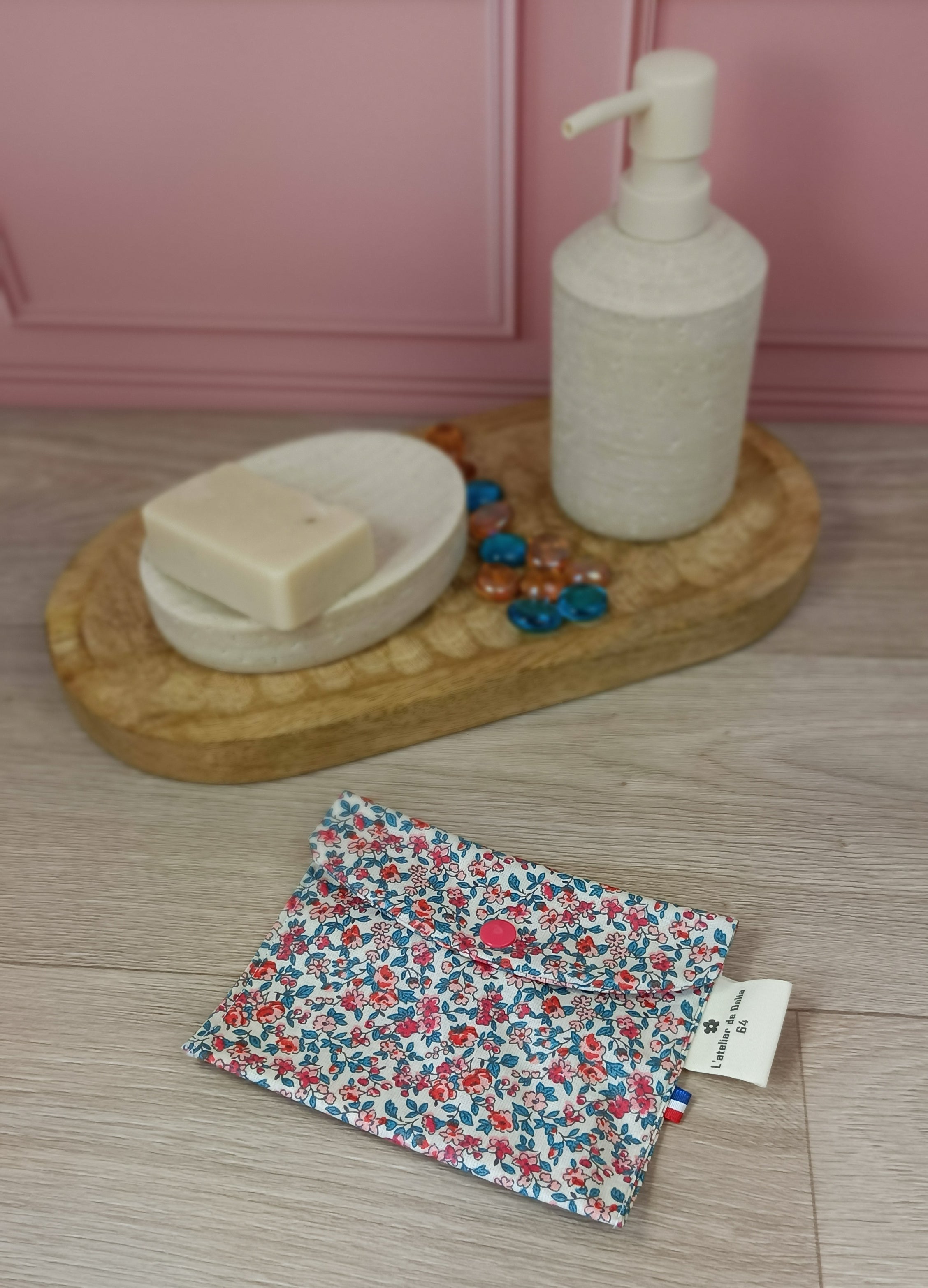 Étuis à brosses à dent et pochettes à savon lavables - Léonie rose