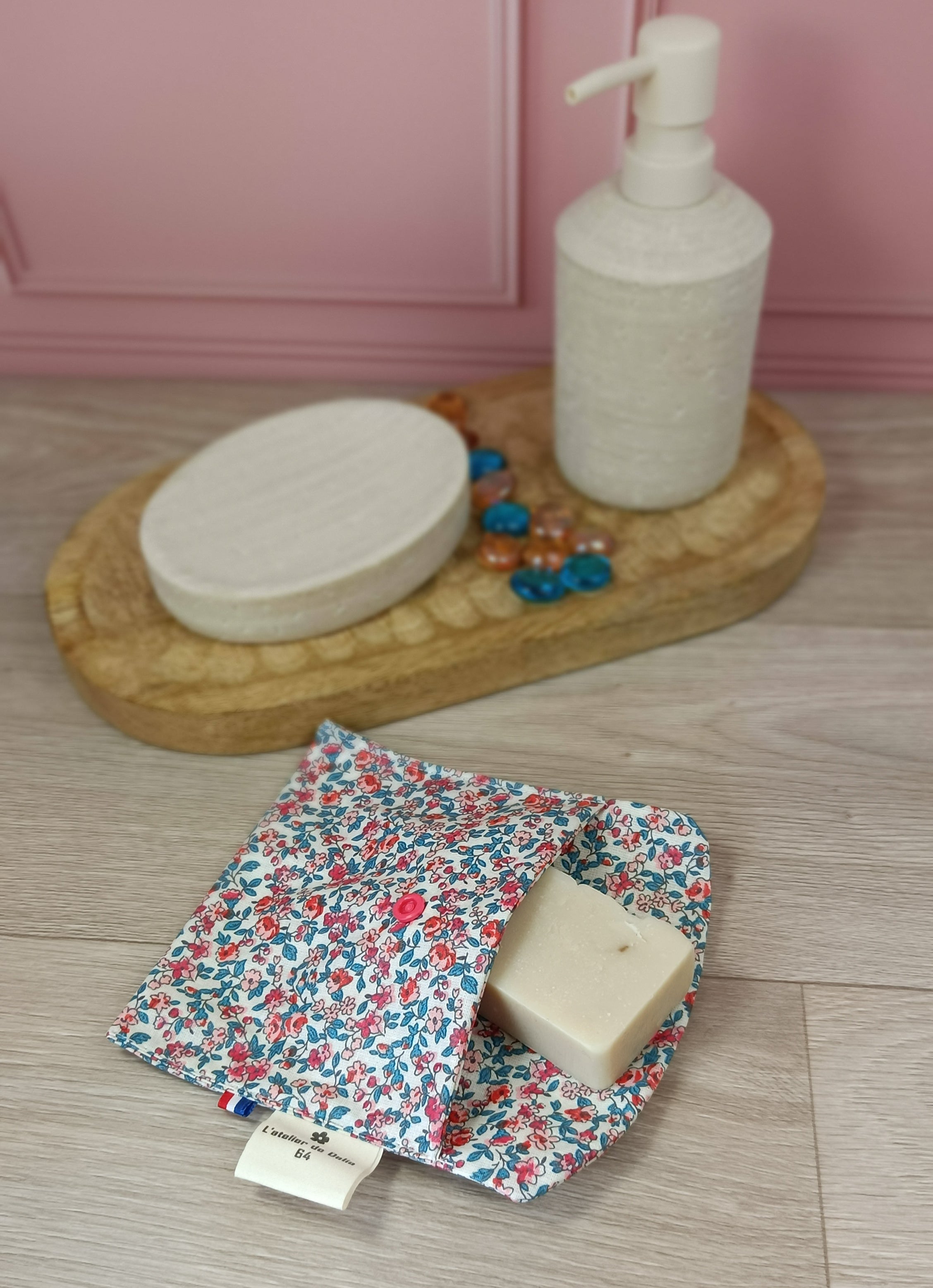 Étuis à brosses à dent et pochettes à savon lavables - Léonie rose