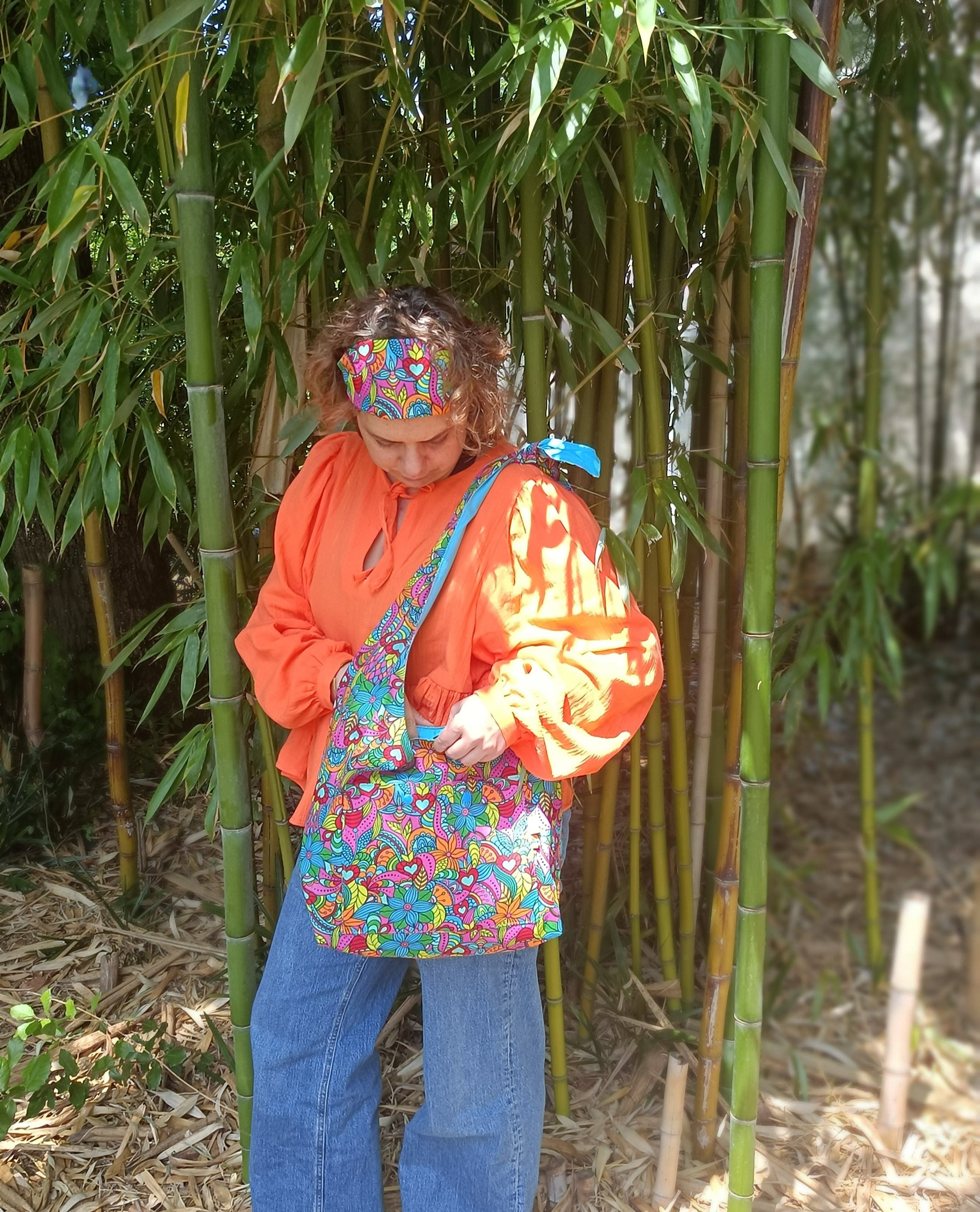Sac bandoulière - BOHO - Orchidée