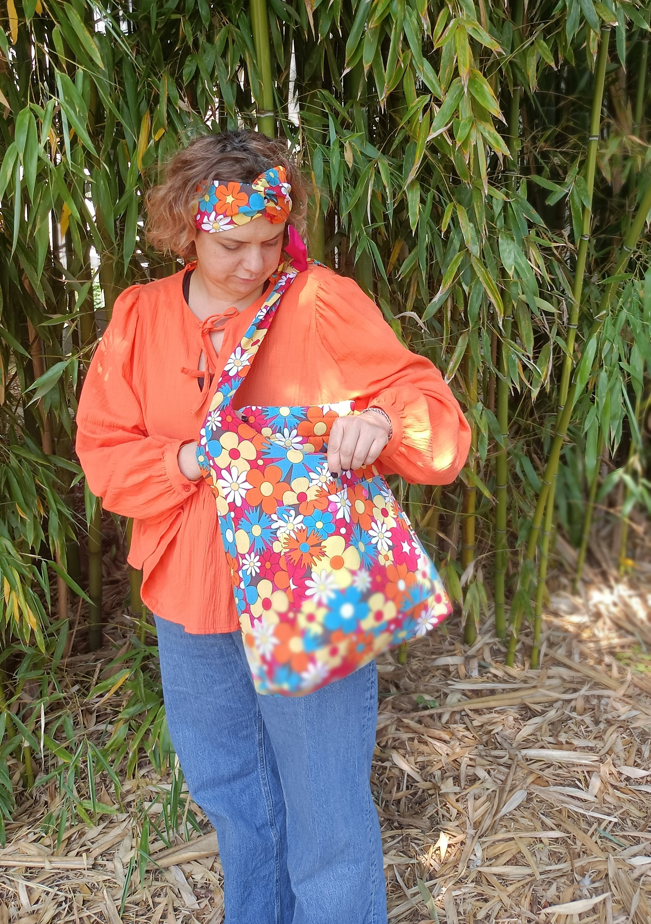 Sac bandoulière - BOHO - Fleurs XXL multi