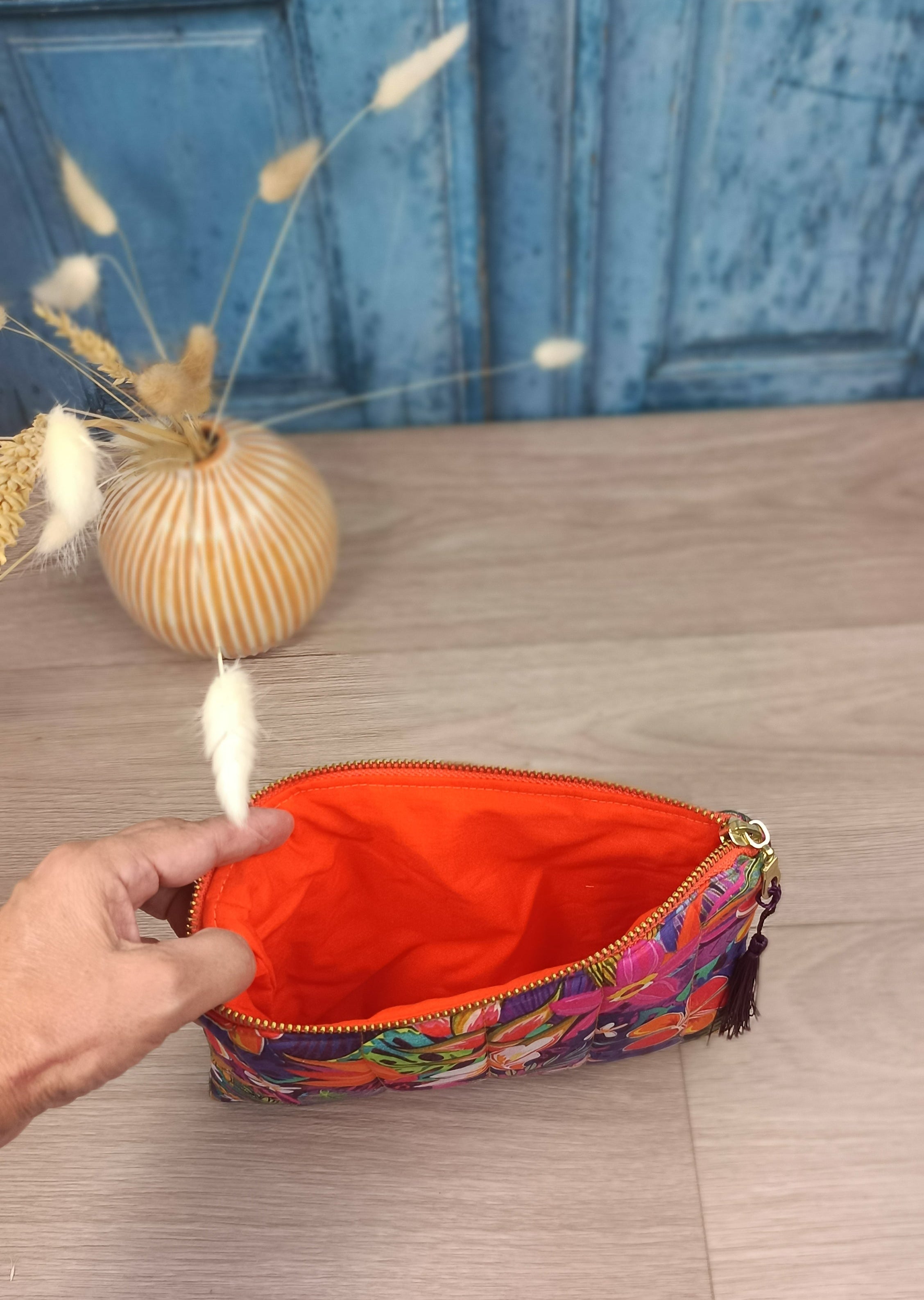 Pochette plate matelassé - BOHO - Tropicale