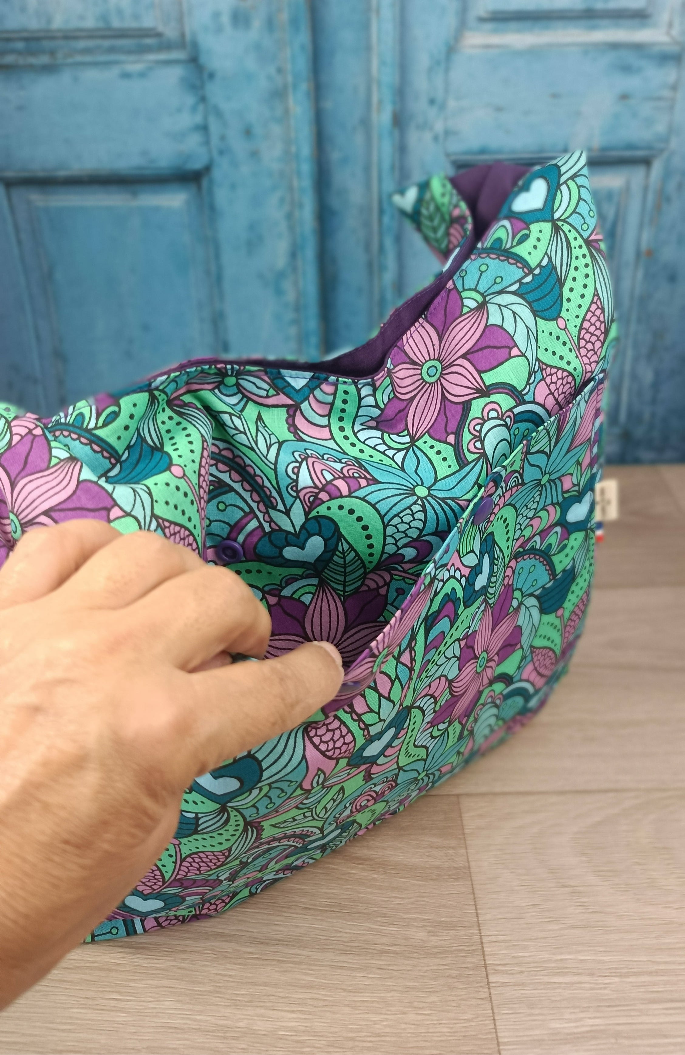 Sac bandoulière - BOHO - Orchidée bleu