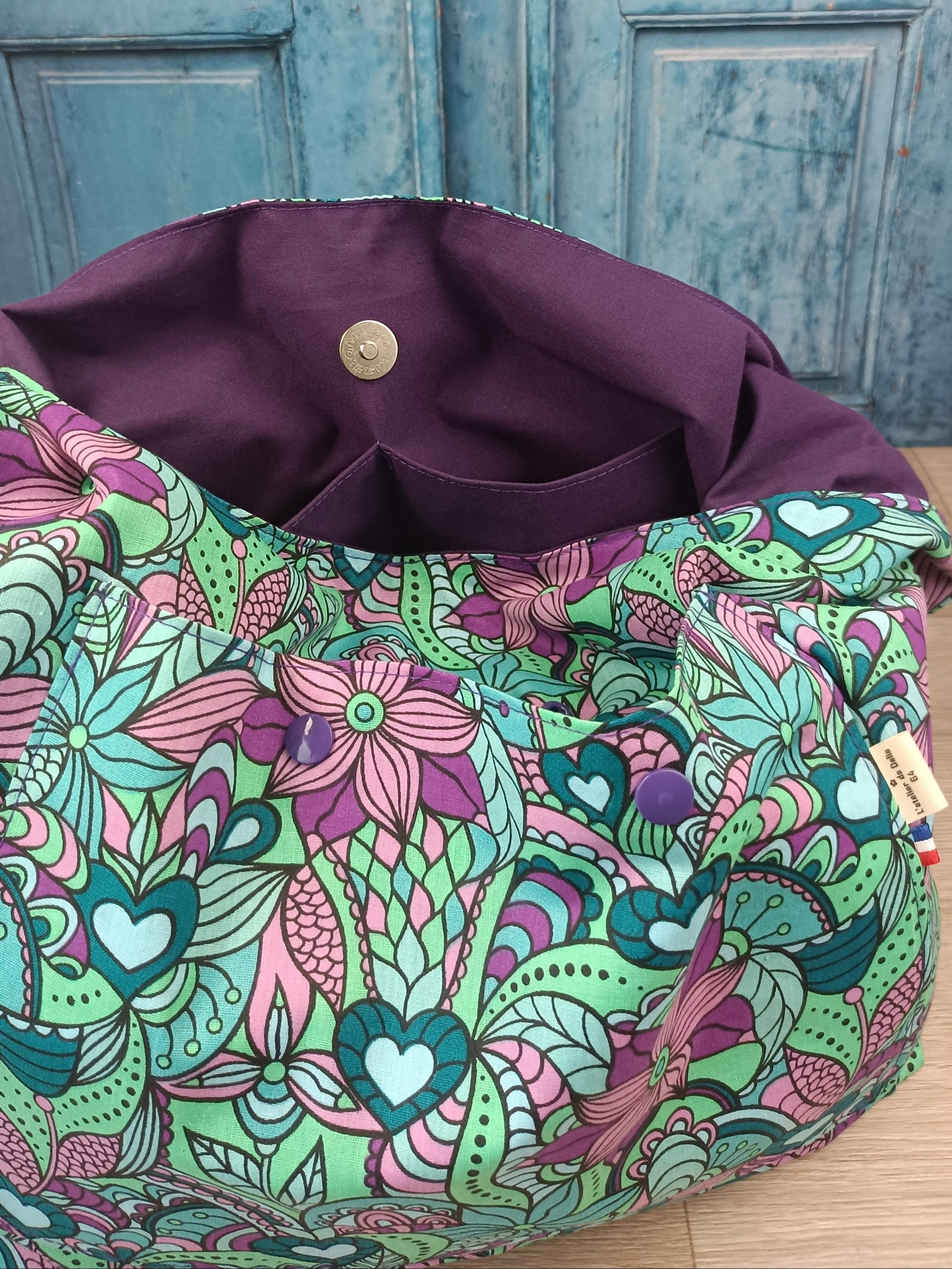 Sac bandoulière - BOHO - Orchidée bleu