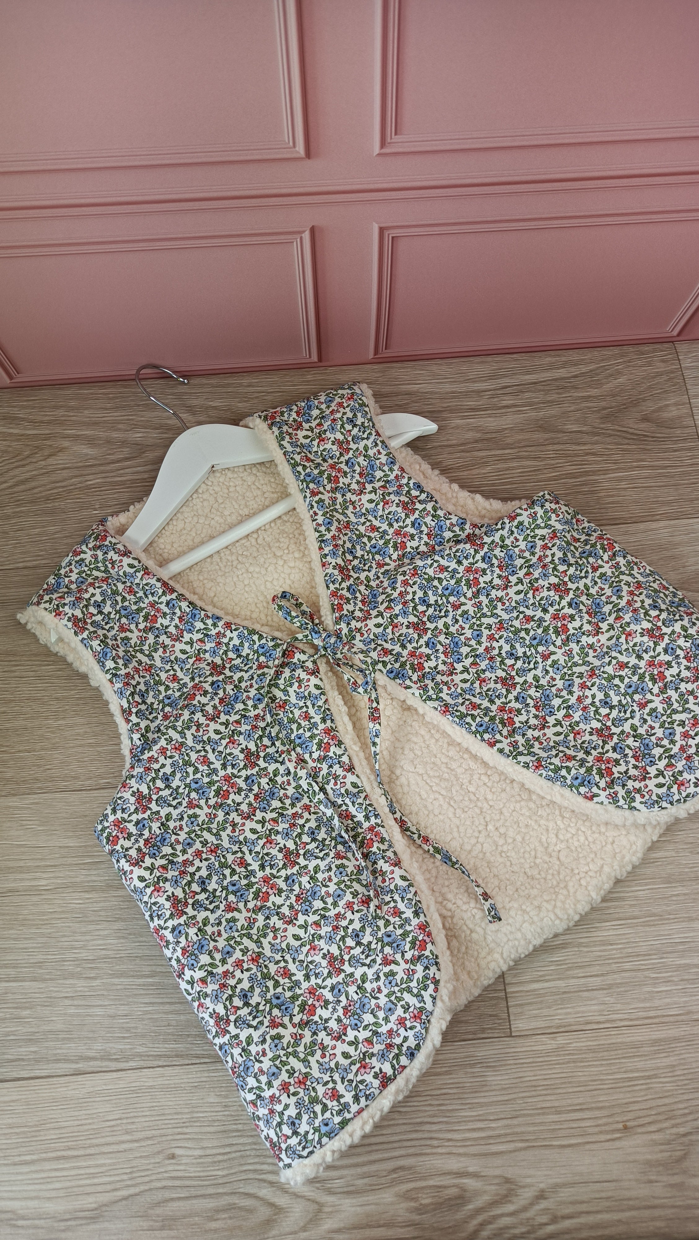 Gilet berger enfant réversible - Léonie bleu