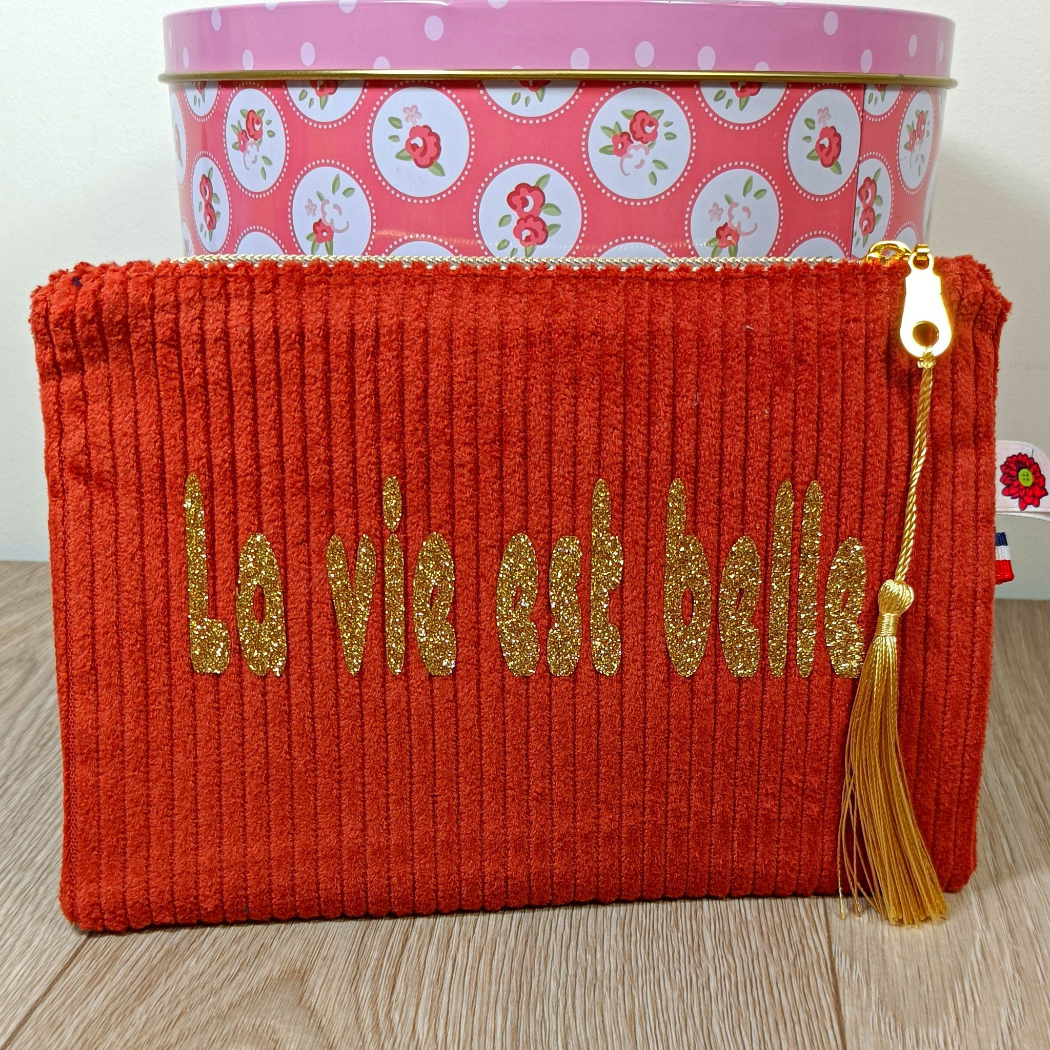 Pochettes velours zippées personnalisées disponibles