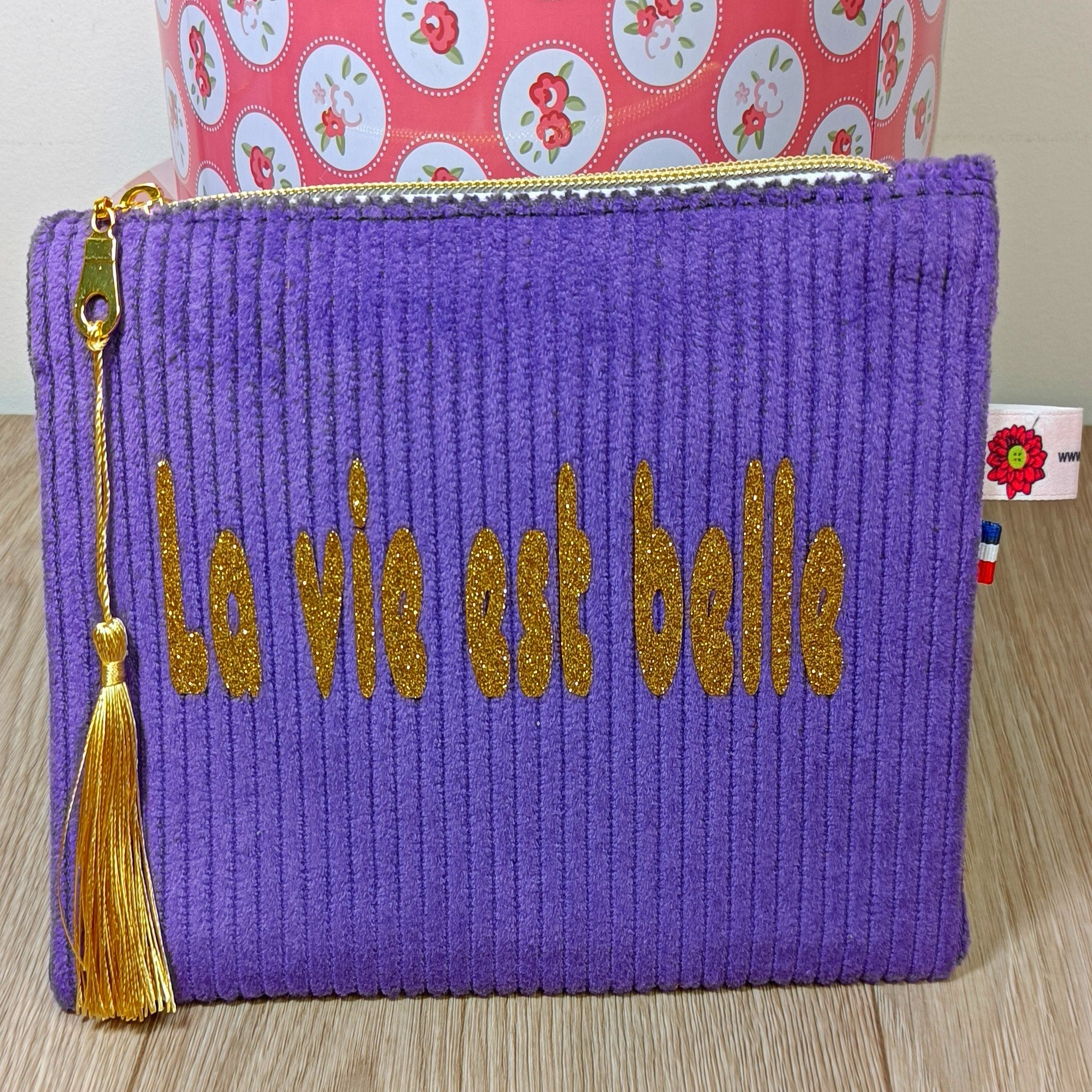 Pochettes velours zippées personnalisées disponibles