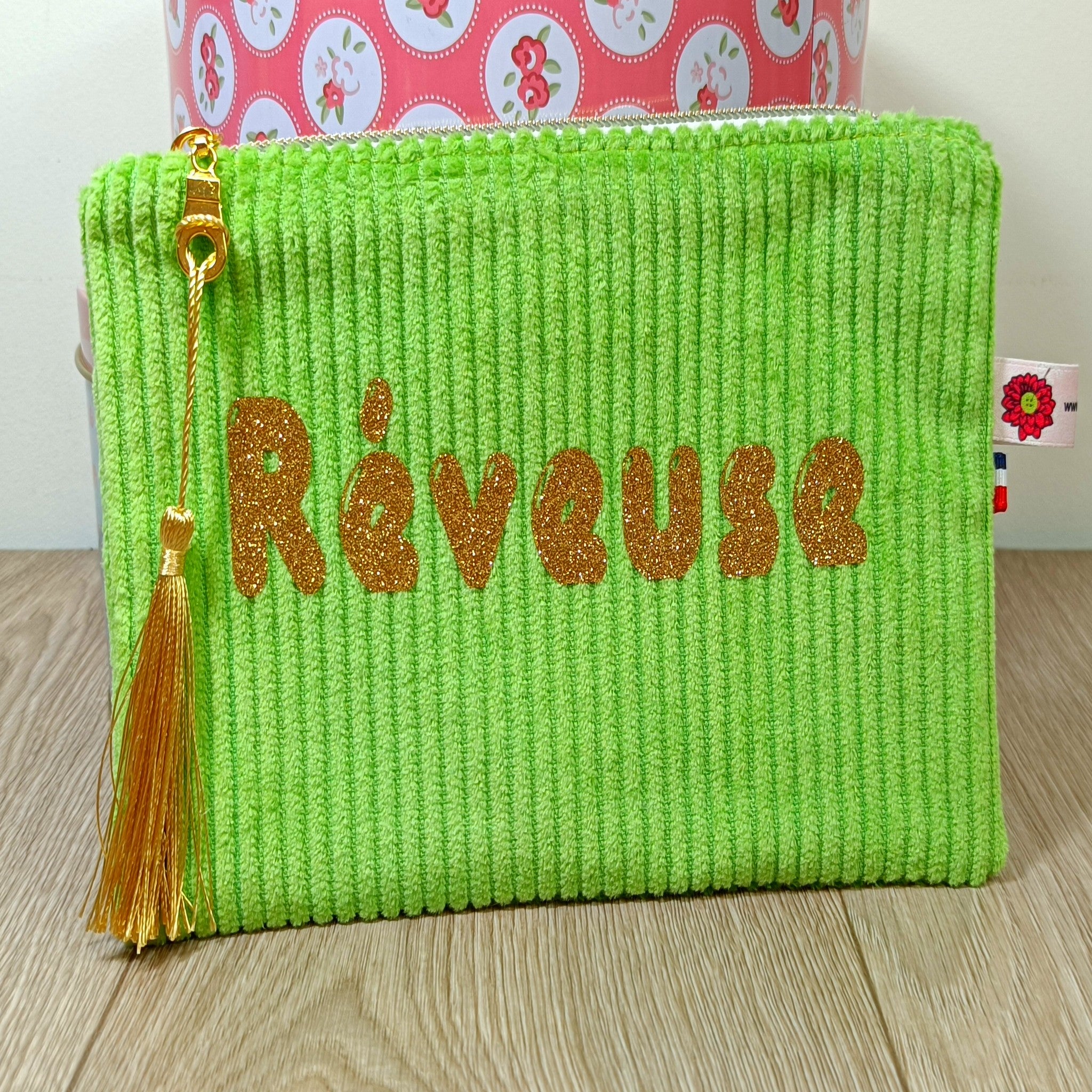 Pochettes velours zippées personnalisées disponibles