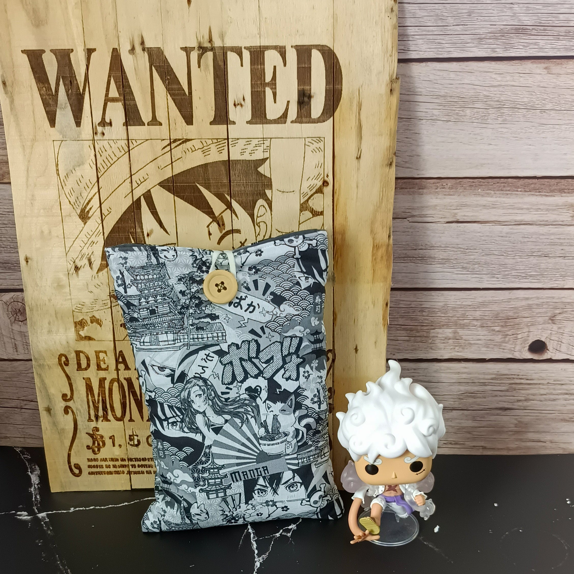 Pochette livre tissu Manga noir