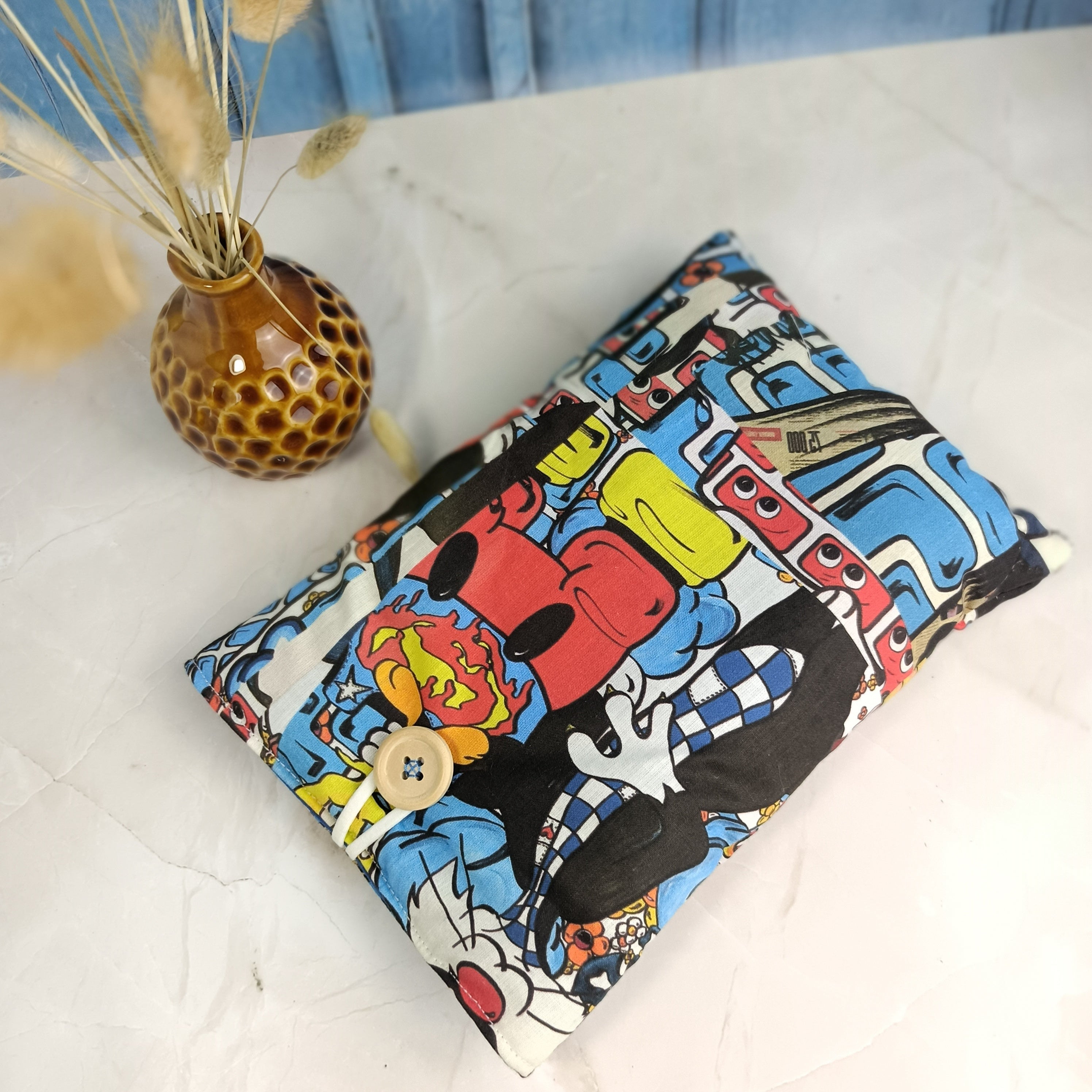 Pochette livre tissu bande dessinée