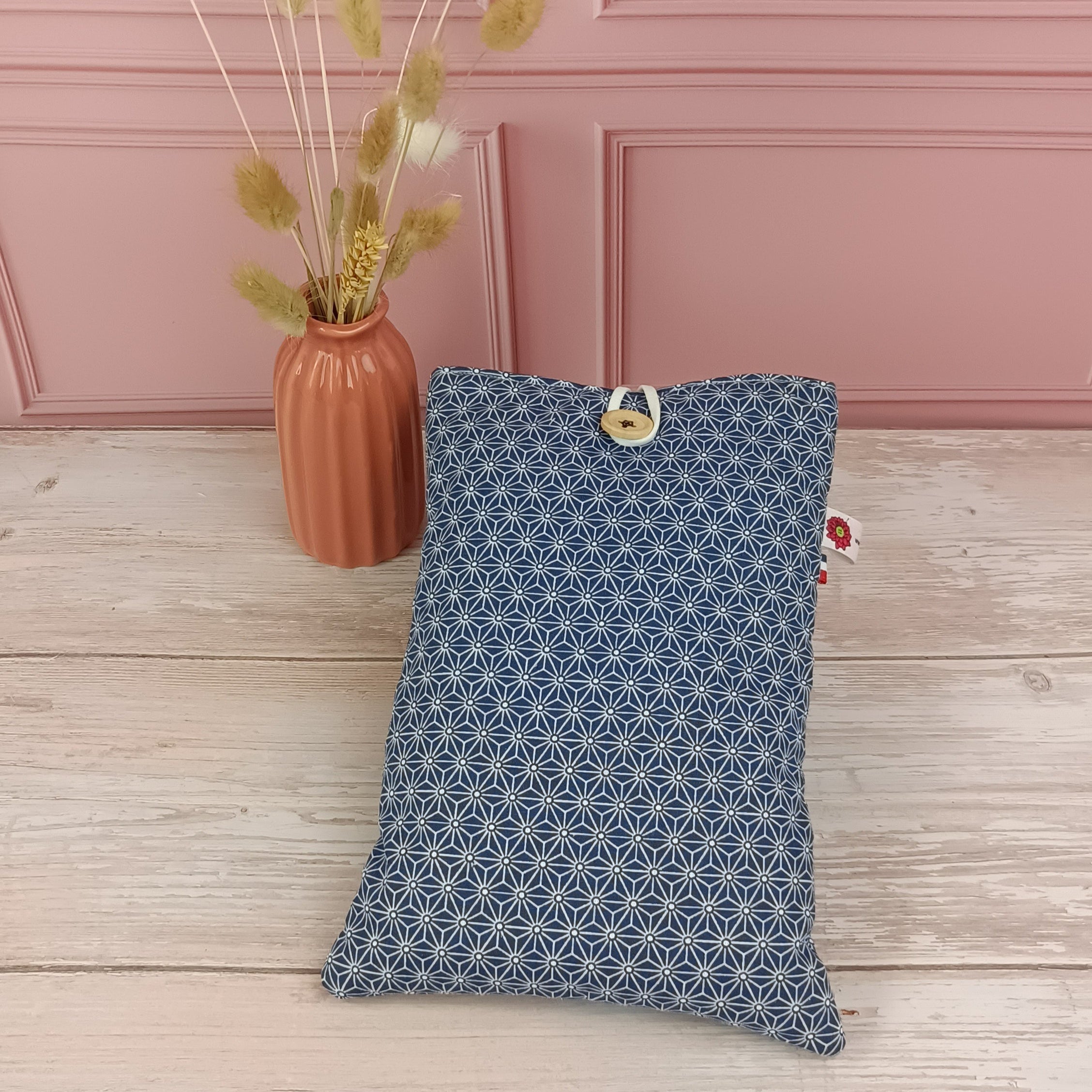 Pochette livre tissu saki bleu