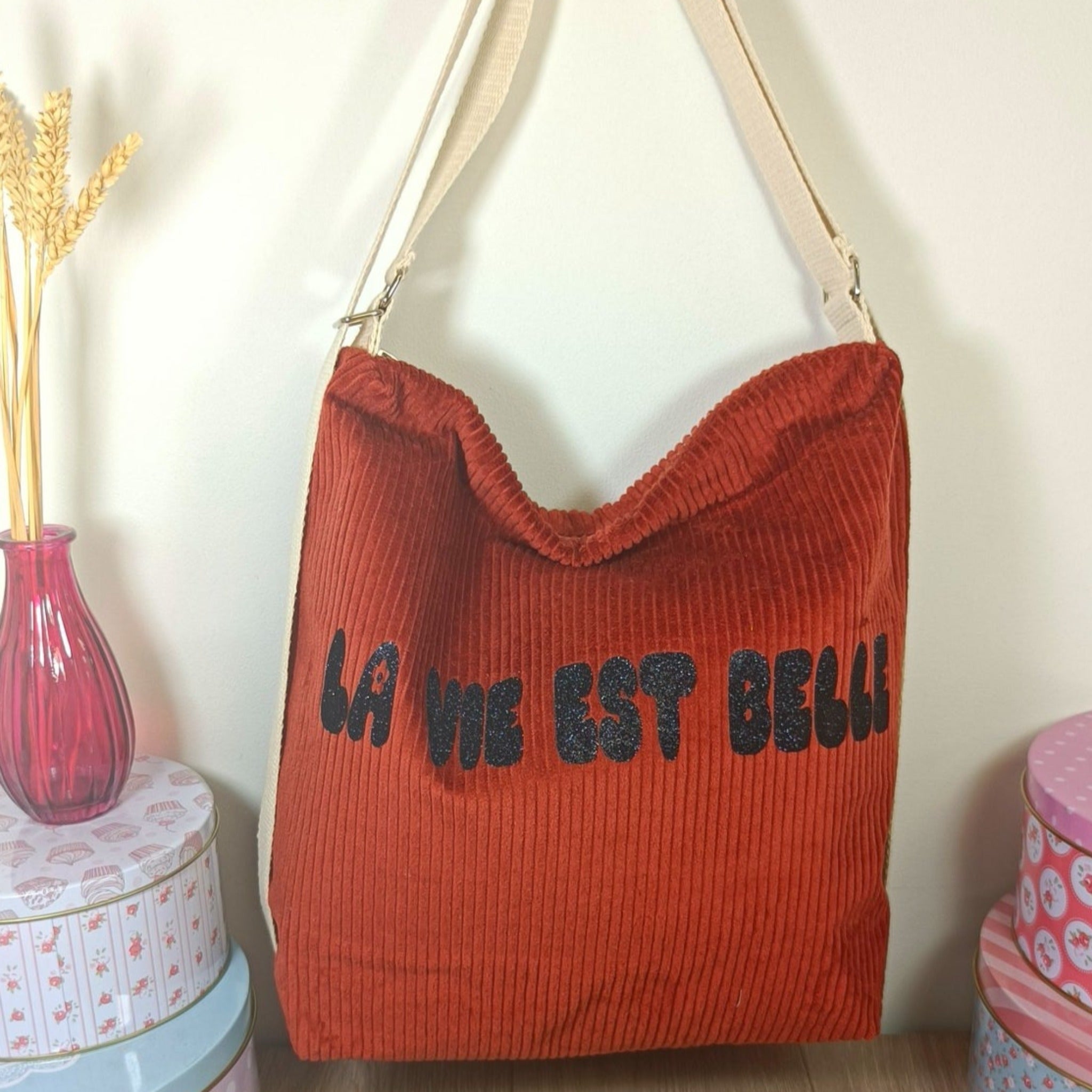 Sac bandoulière convertible en sac à dos - La vie est belle - disponibles