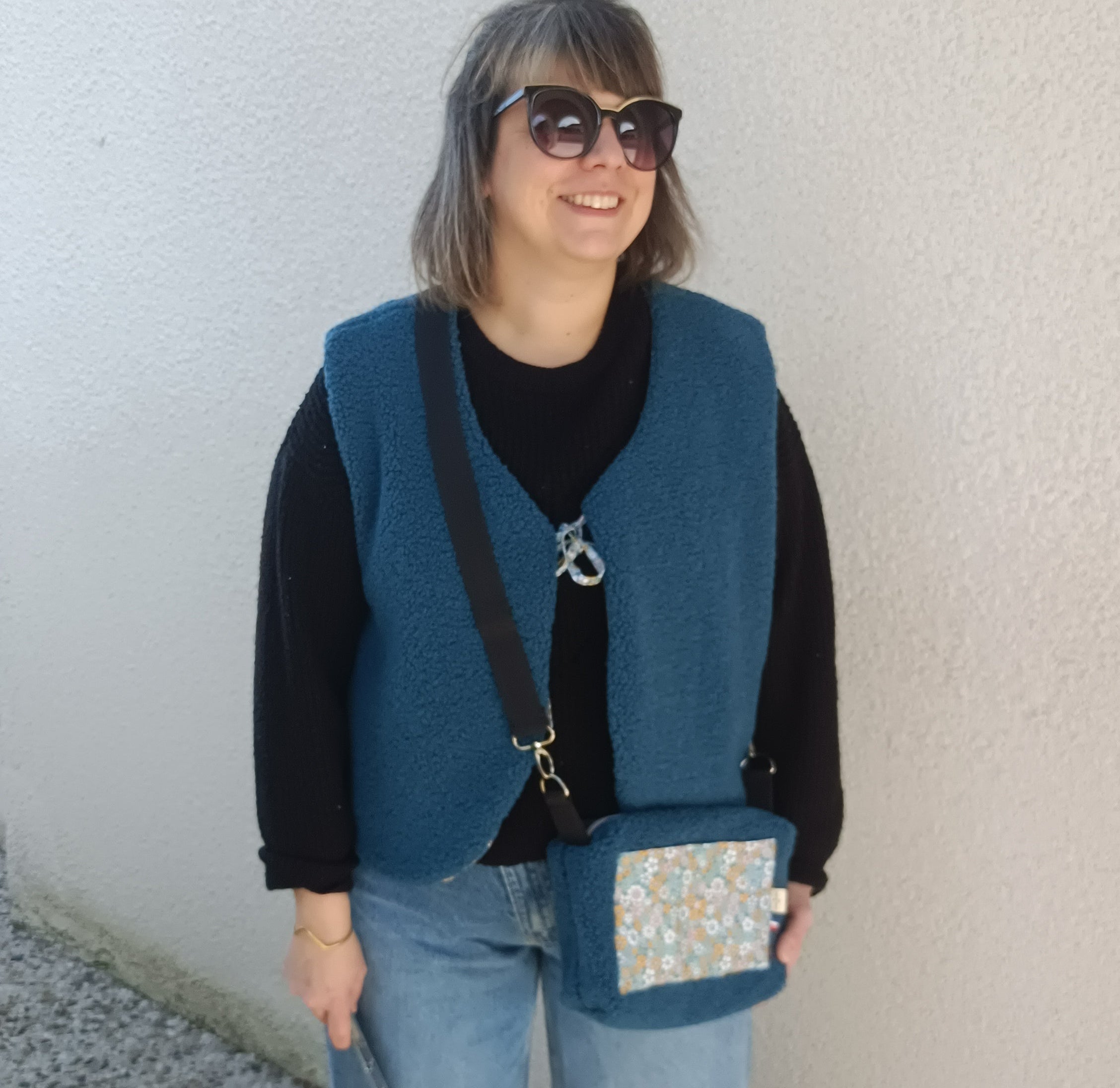 Sac bandoulière réglable sherpa bleu indicolite